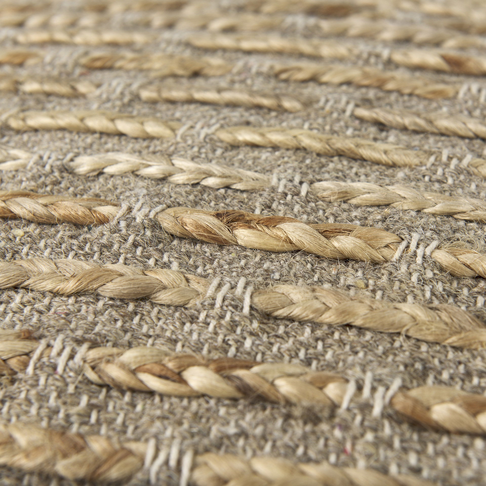 Binita    Gray/Brown Hemp Wool and Cotton Pouf large image 