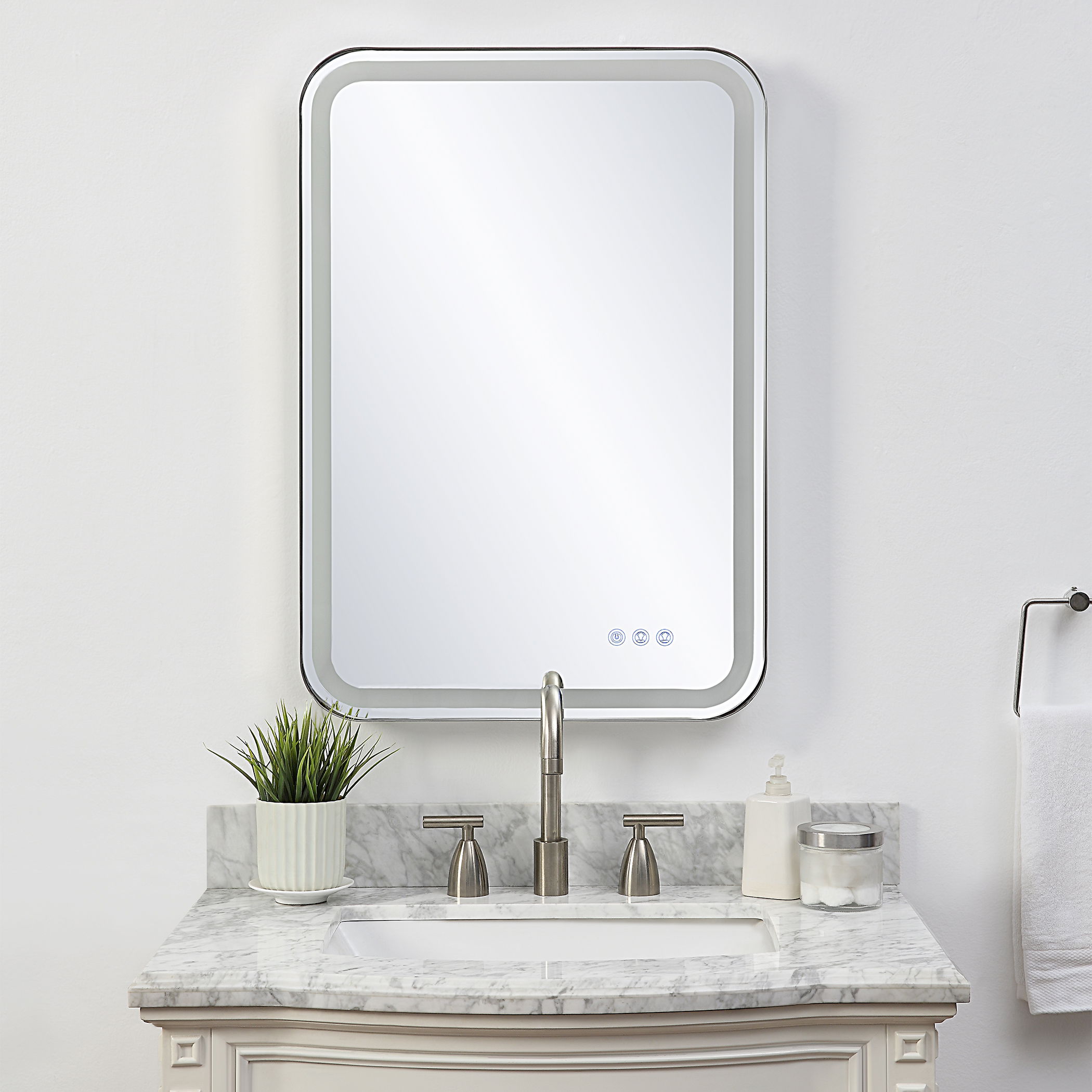 Crofton Lighted Nickel Vanity Mirror large image 