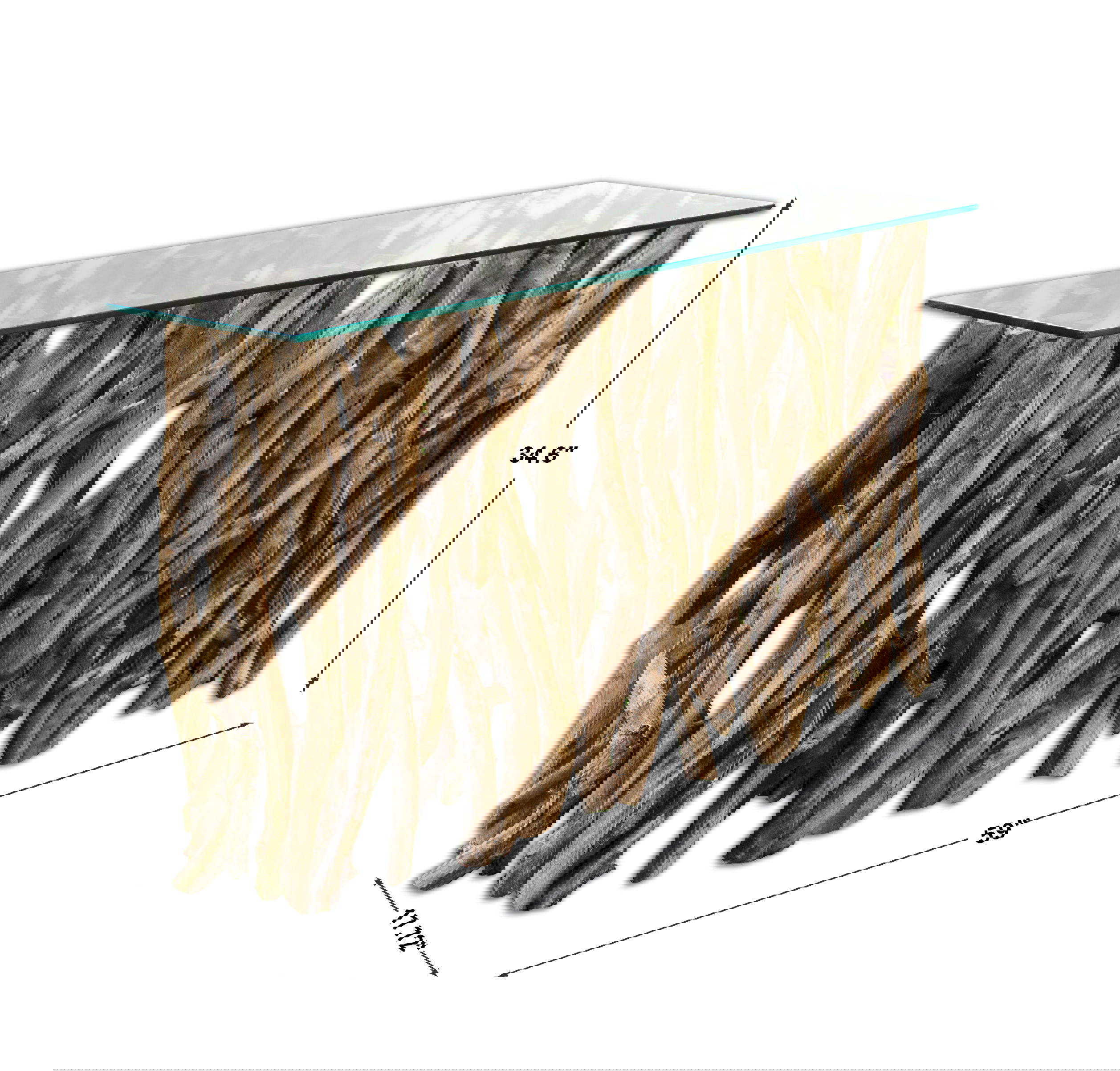 Teak Wood Console, Furniture by Uttermost, 59" width x 34.6" height x 17.72" depth View 3