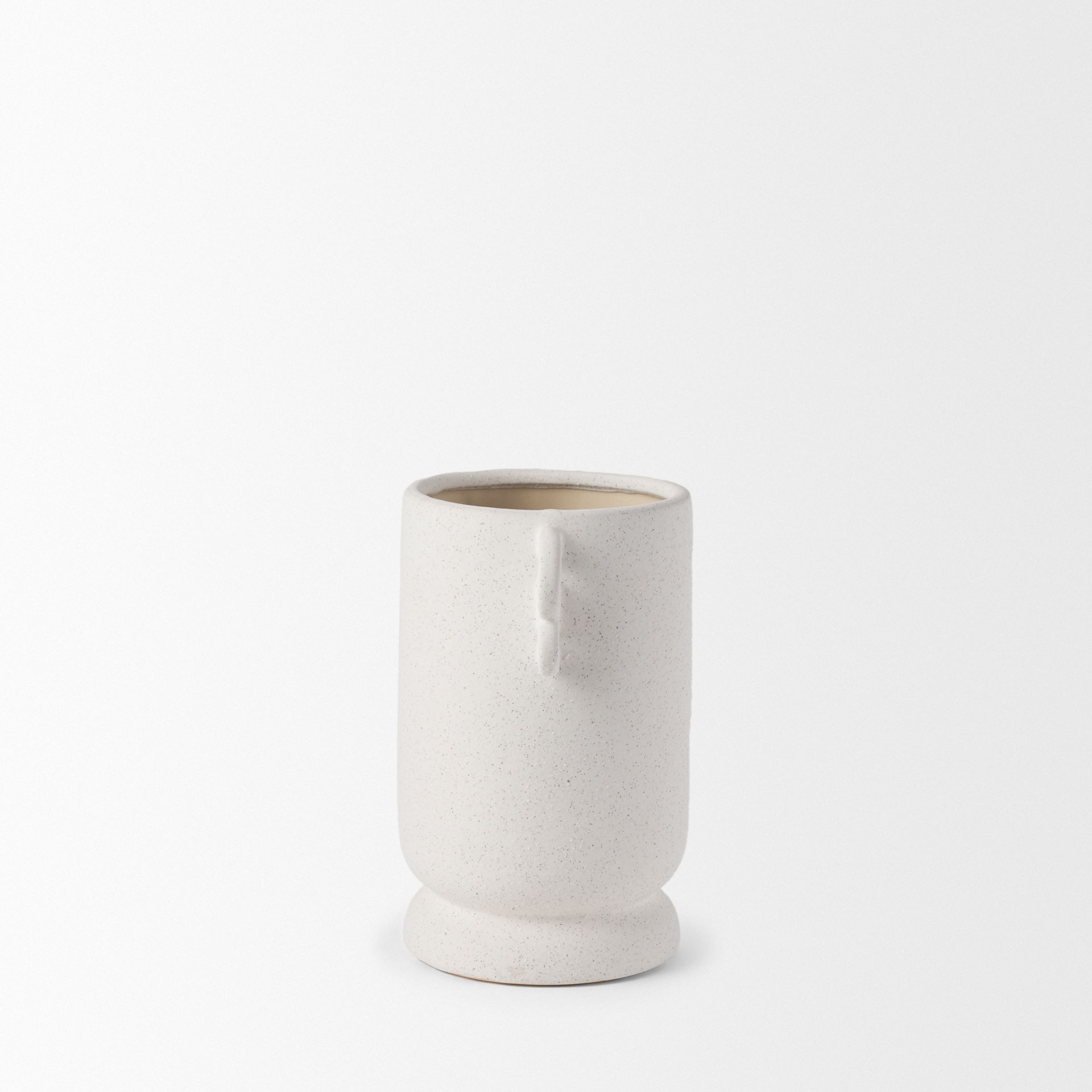 Dylan Small Textured Off White with Handles Ceramic Vase large image 