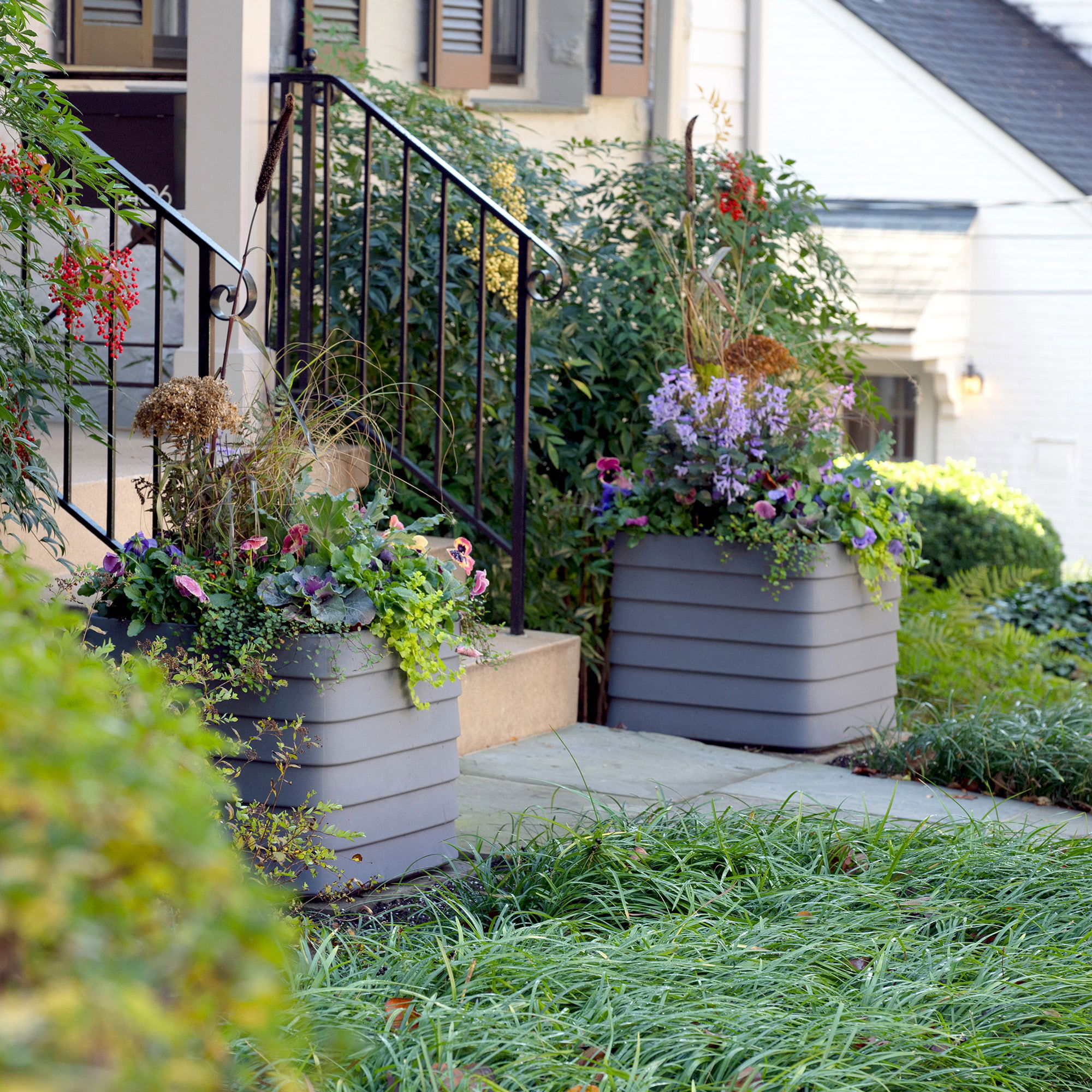 TruDrop Slat Self Watering Planter Box, Caviar Black, Square, by Crescent Garden, 22" width x 19.69" height x 22" depth View 4