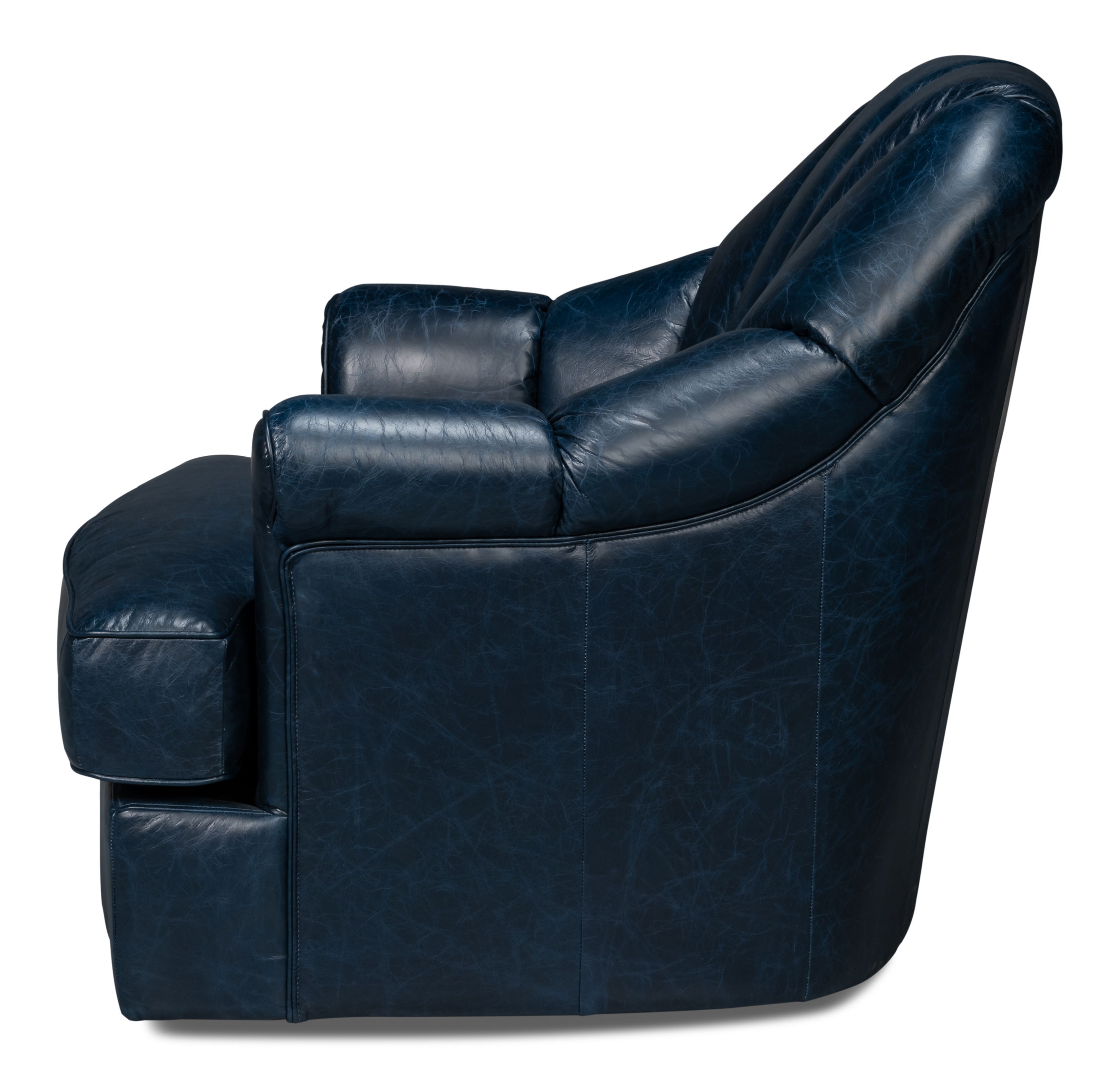 Scoth Swivel Chair In Distilled Lthr,Blu large image 