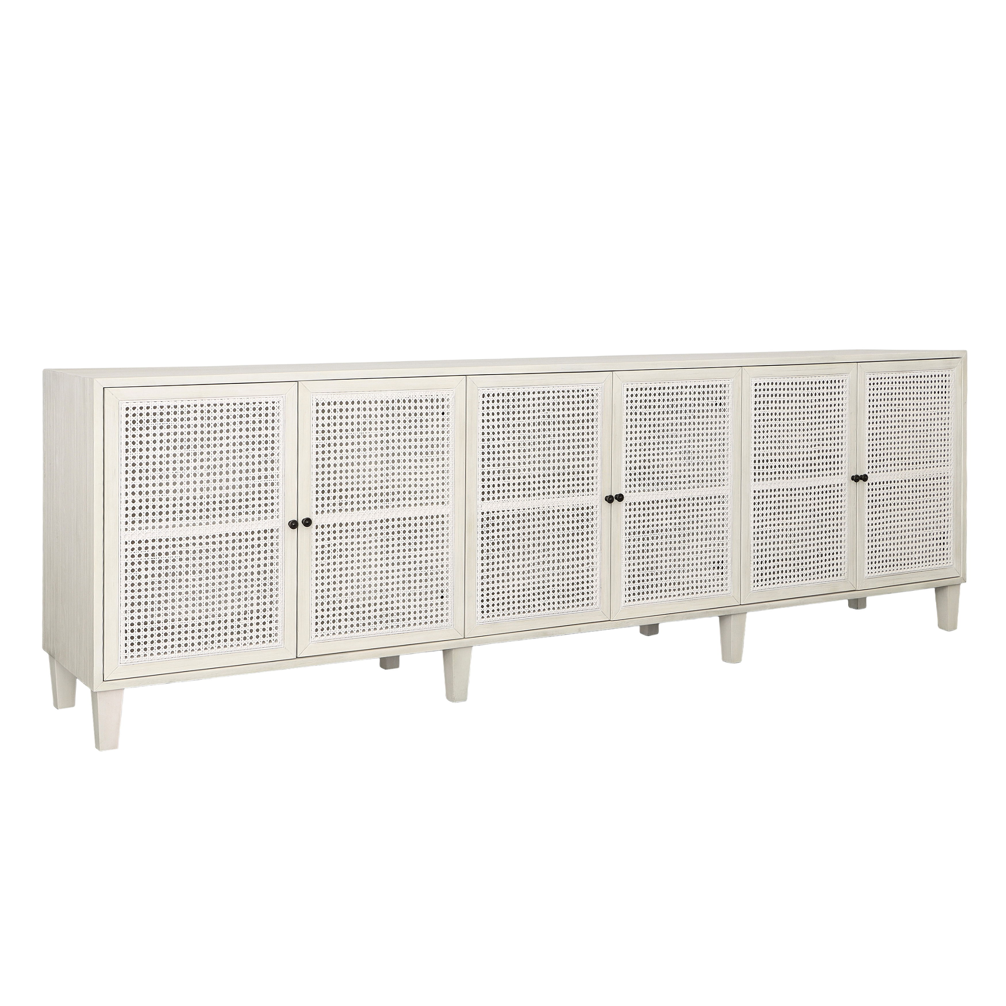 Lugano Sideboard White Wash, Sideboards & Buffet by Dovetail, 109" width x 34" height x 18" depth View 1