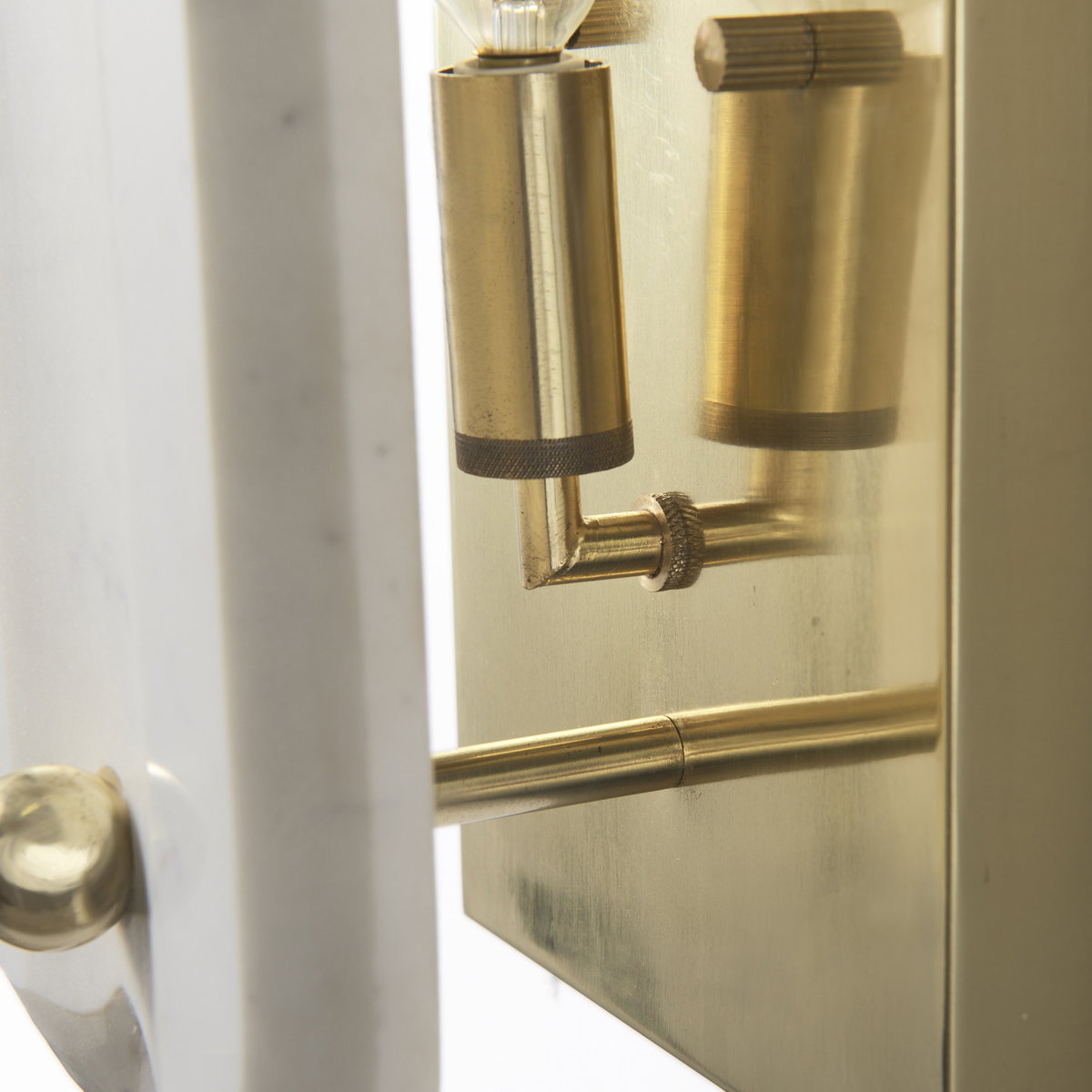 Stein 5L x 6W Gold with White Marble Shade Wall Sconce, by Mercana, 5" length x 6" width x 12" height View 7
