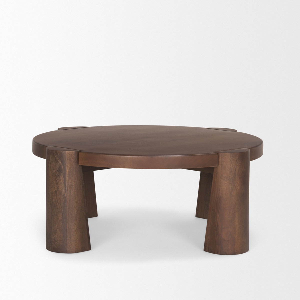Tammar Round Wood with Tapered Legs Coffee Table, by Mercana, 39.5" length x 39.5" width x 15" height View 5