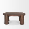 Tammar Round Wood with Tapered Legs Coffee Table, by Mercana, 39.5" length x 39.5" width x 15" height thumbnail 5