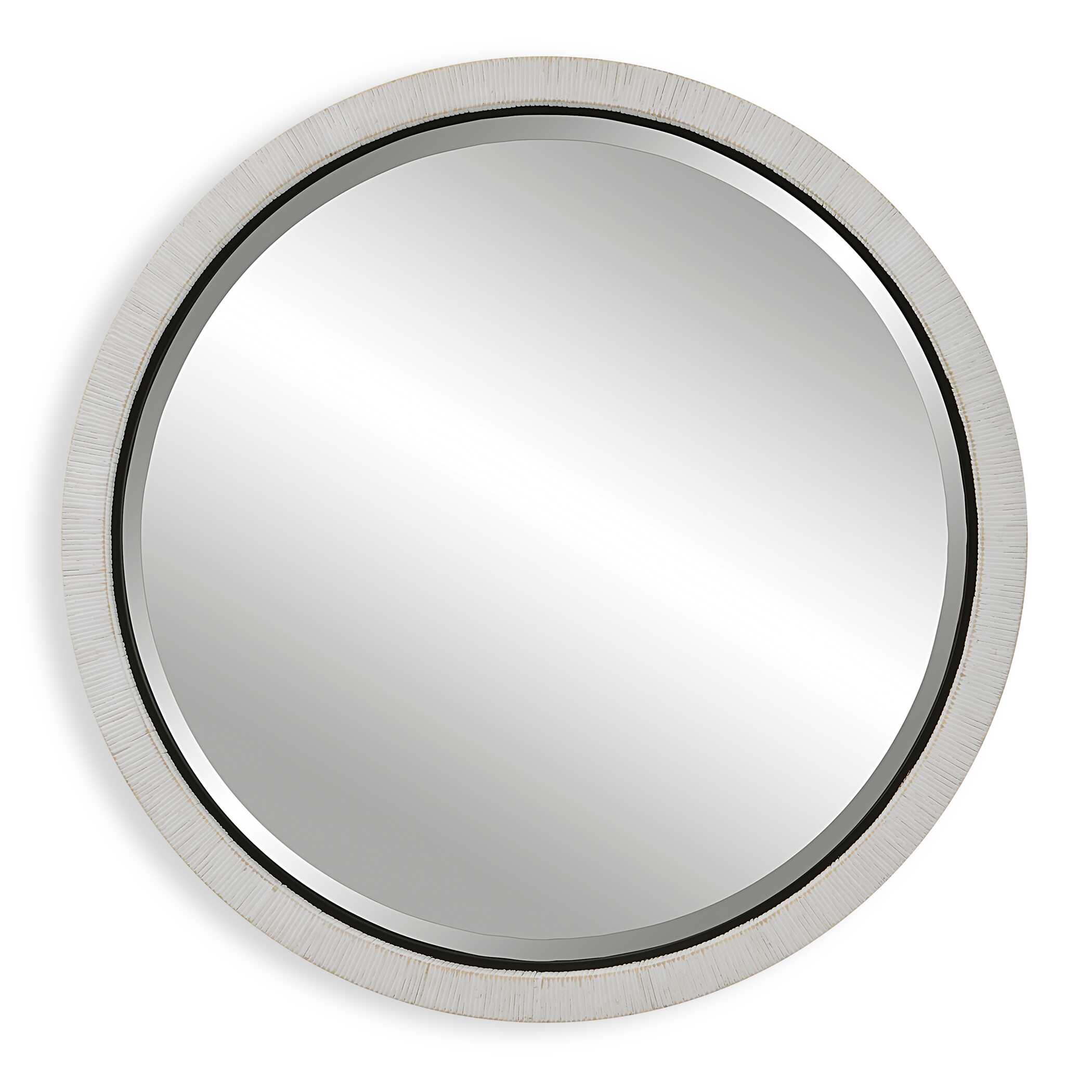 Granada Whitewash Round Mirror large image 