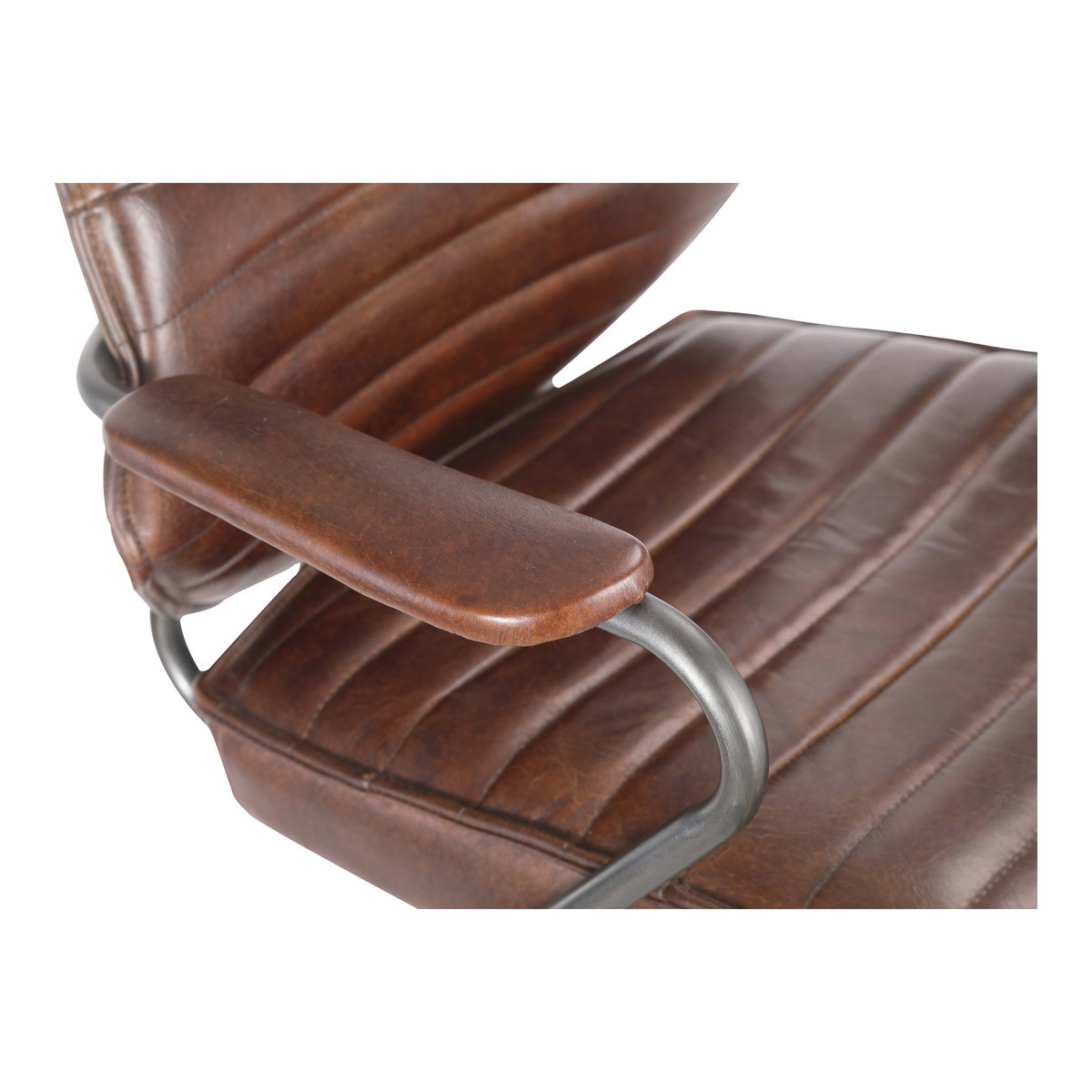 Executive Office Chair Dark Brown Leather, by Moe's Home, 25.5" width x 45" height x 26" depth View 7