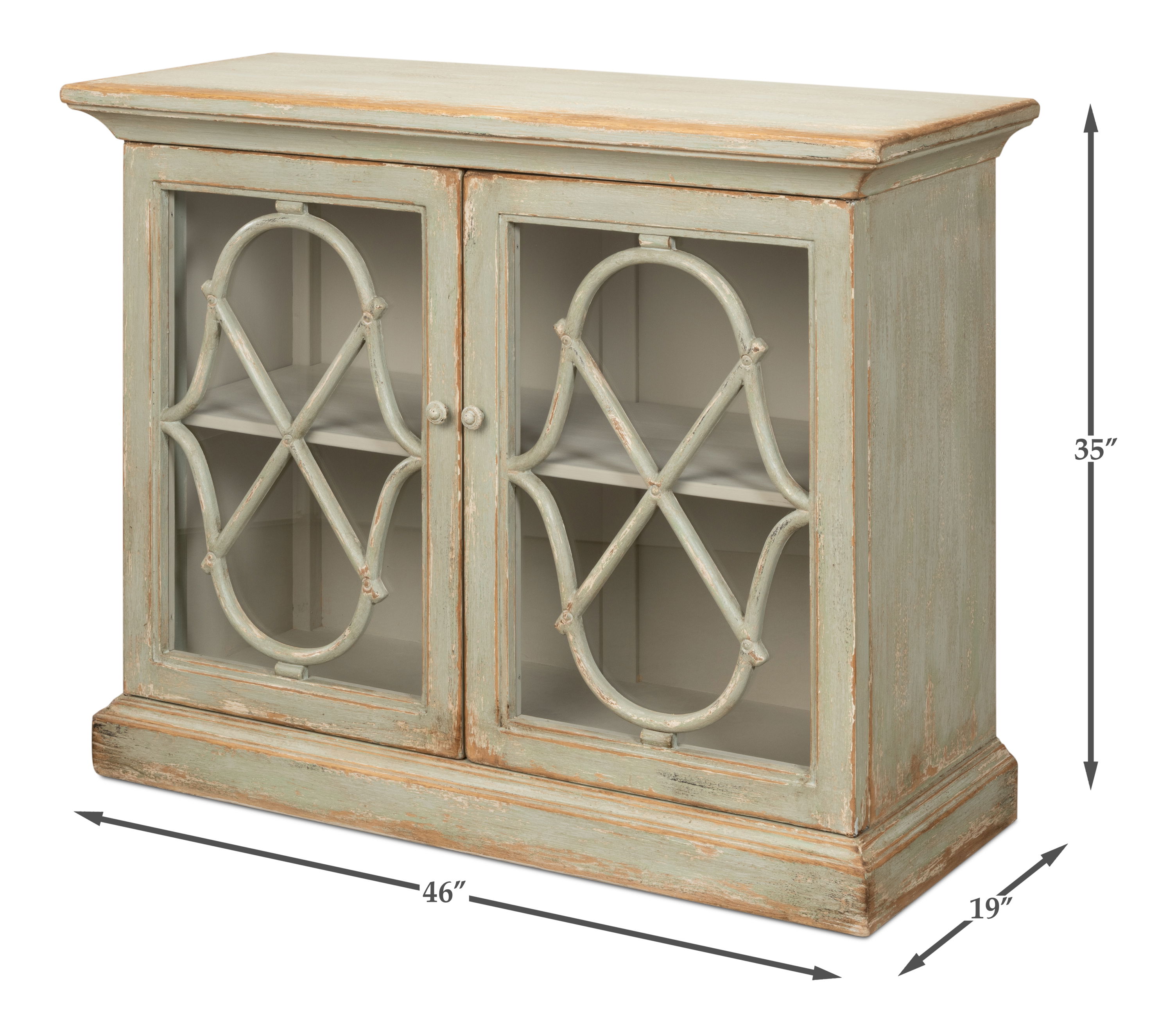 Sonya Commode, Sage, Cabinets & Chest by Sarreid, 46" length x 19" width x 35" height View 13