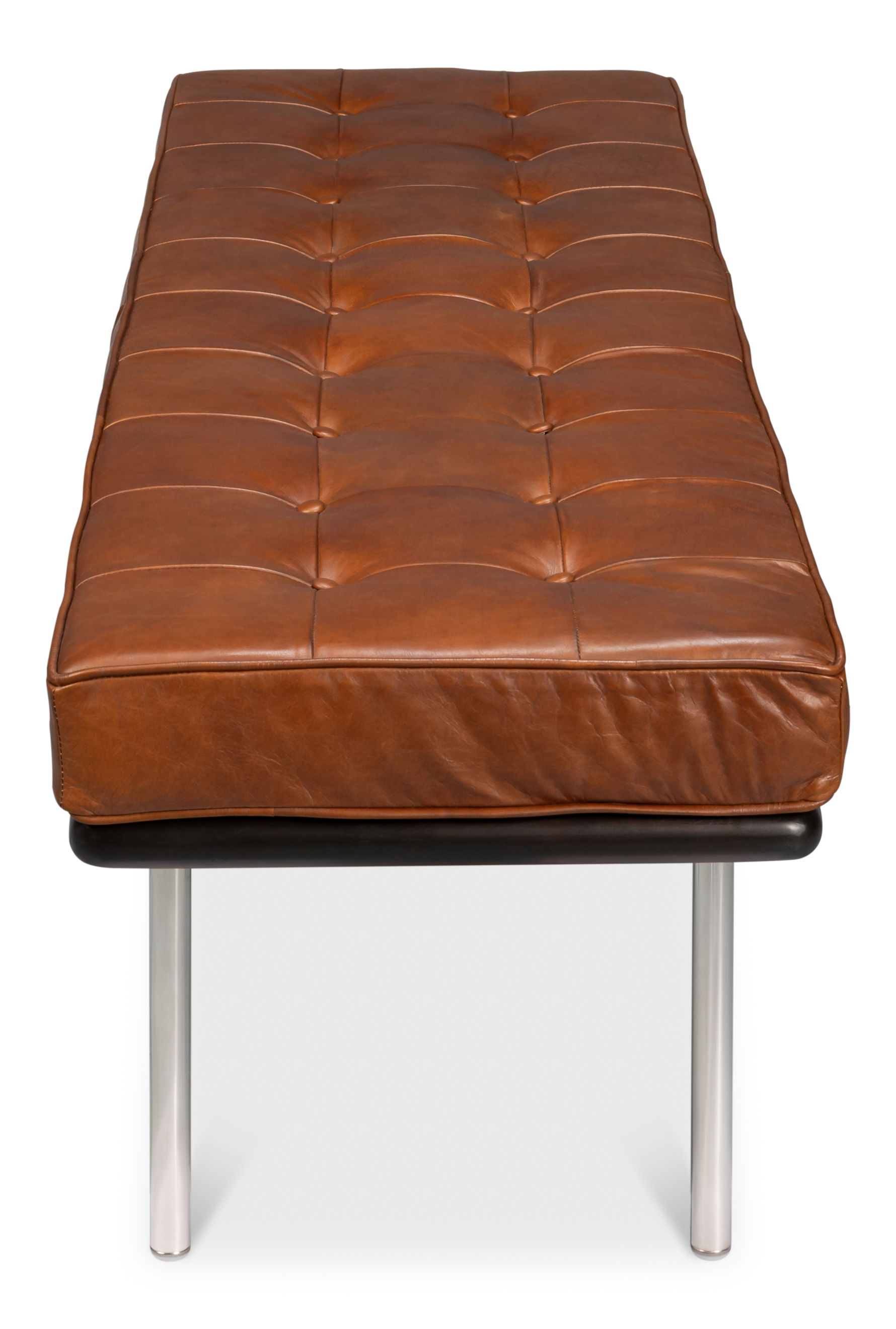 Prince Albert Bench, Vintage Havana Lthr, Seating by Sarreid, 64" length x 20" width x 18" height View 3