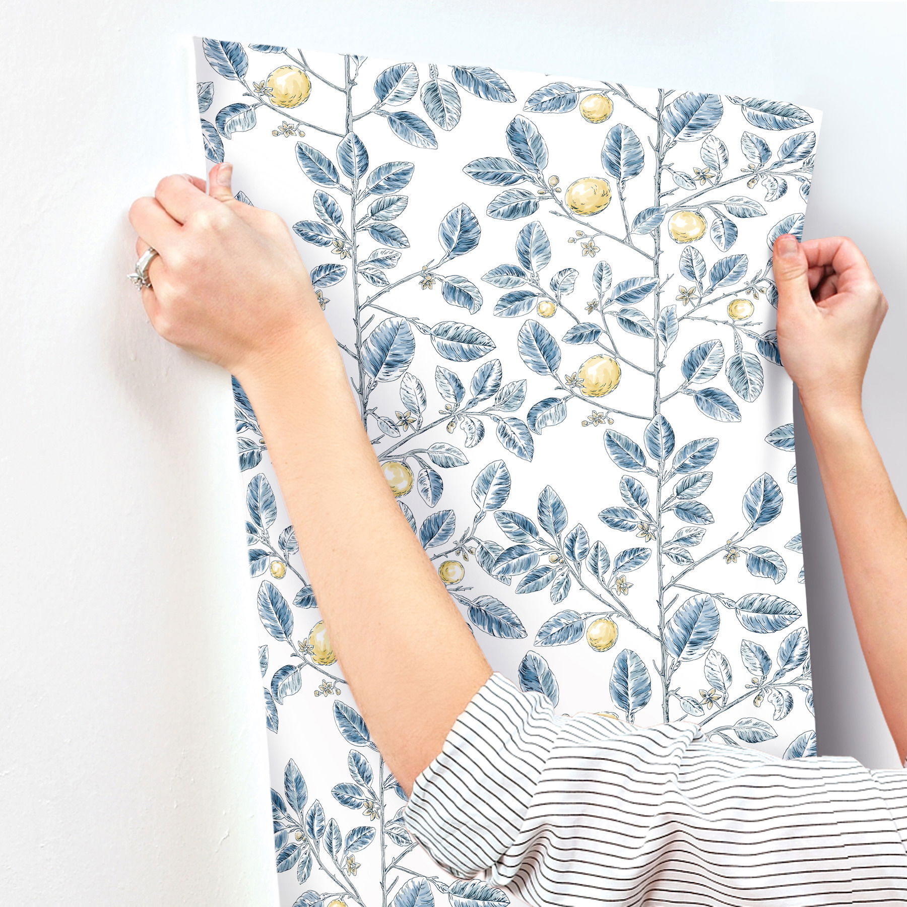 Limoncello Toile Blue Wallpaper large image 