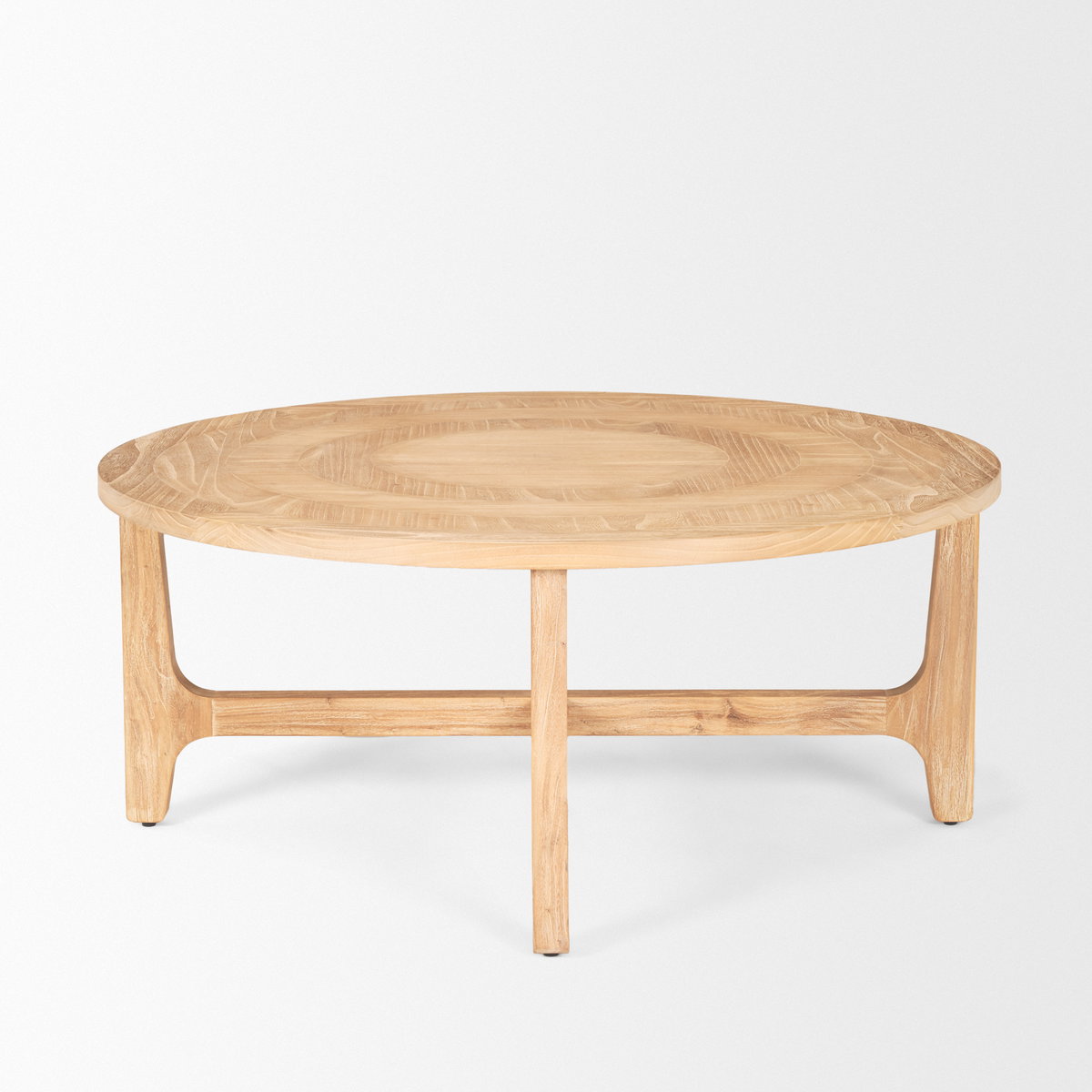 Taylin Light Brown Wood Round Coffee Table, by Mercana, 39" length x 39" width x 16.75" height View 5
