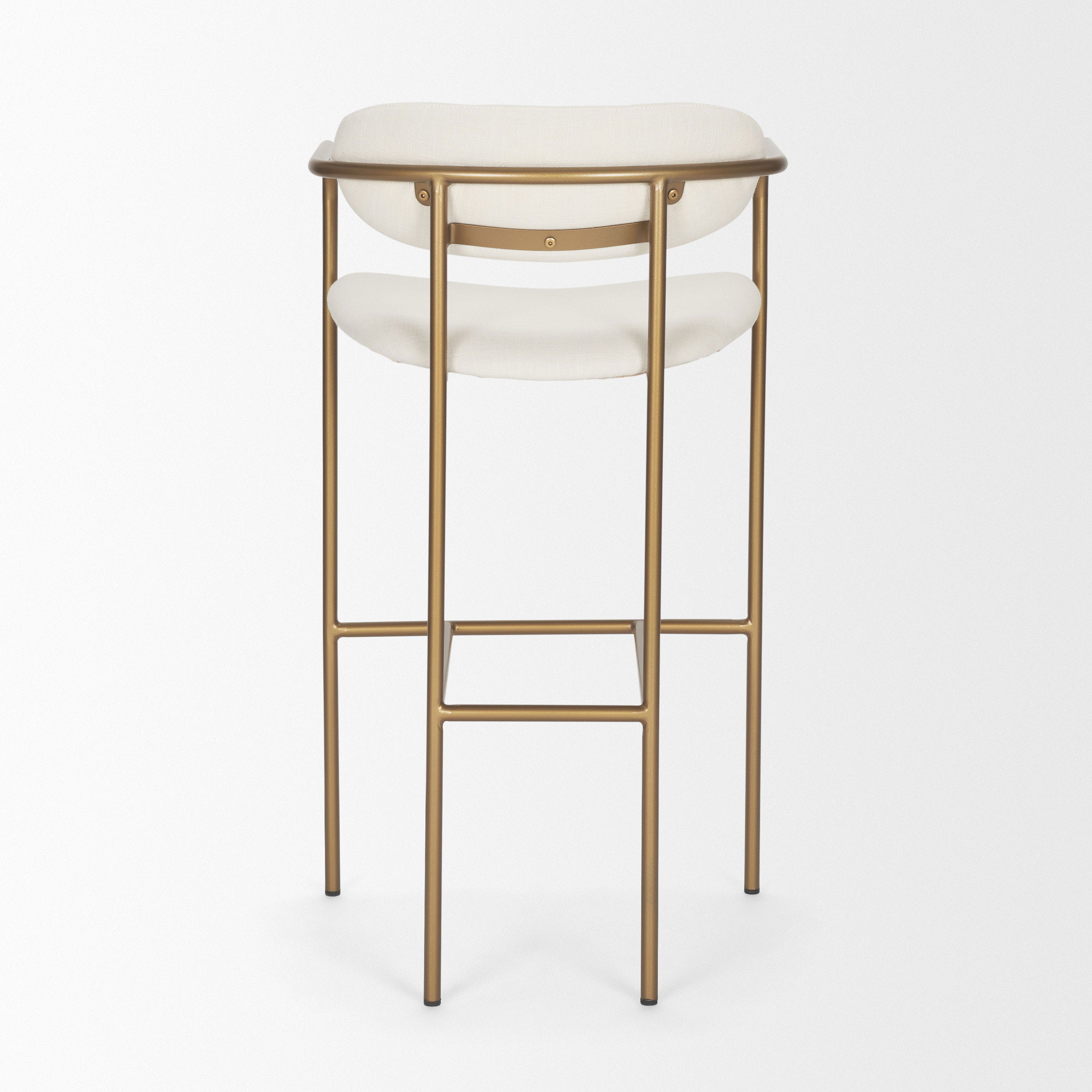 Parker 30' Seat Height Cream Fabric Seat Gold Metal Bar Stool, Counter & Bar Stool by Mercana, 19" length x 19.75" width x 40" height View 6