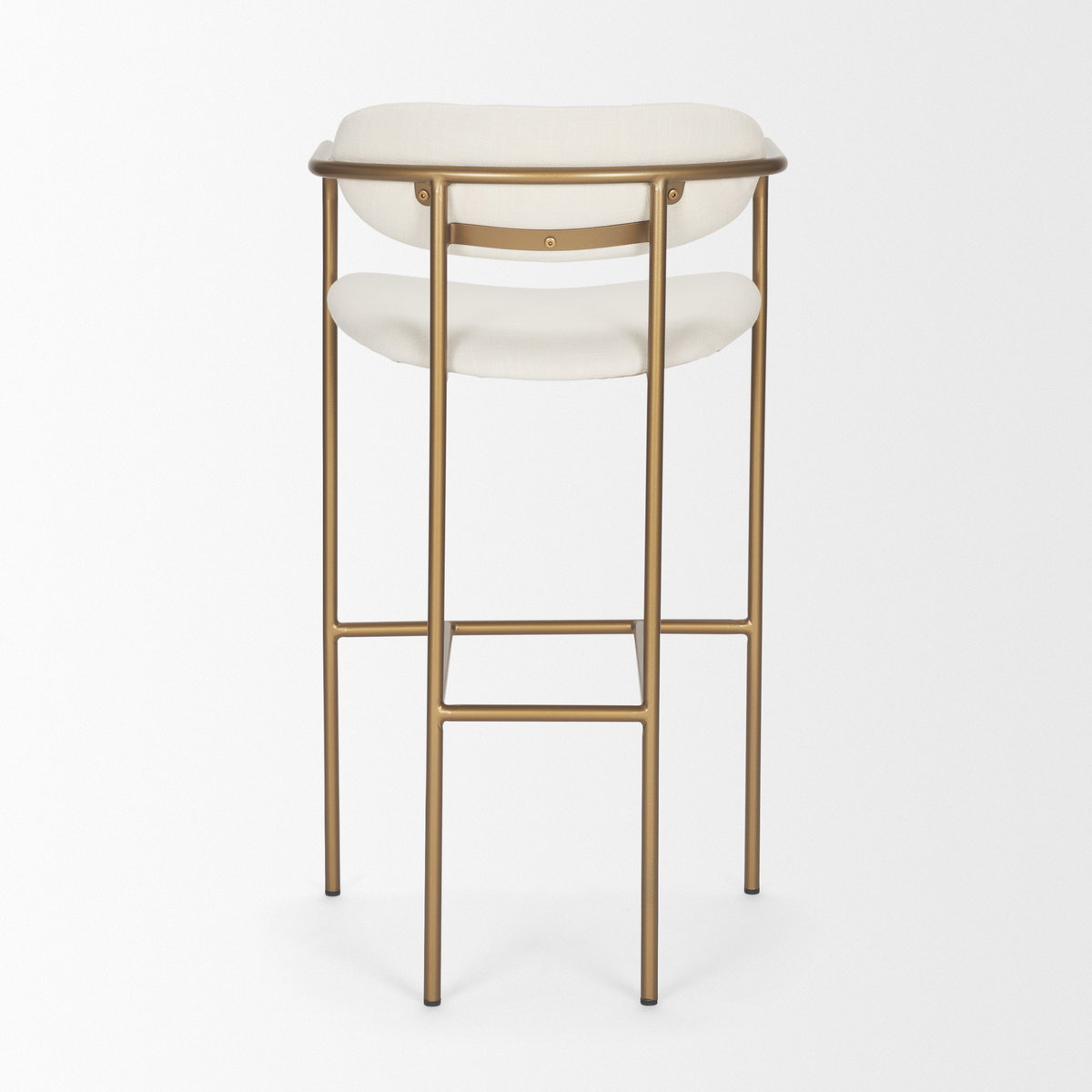 Parker 30' Seat Height Cream Fabric Seat Gold Metal Bar Stool, Counter & Bar Stool by Mercana, 19" length x 19.75" width x 40" height View 6