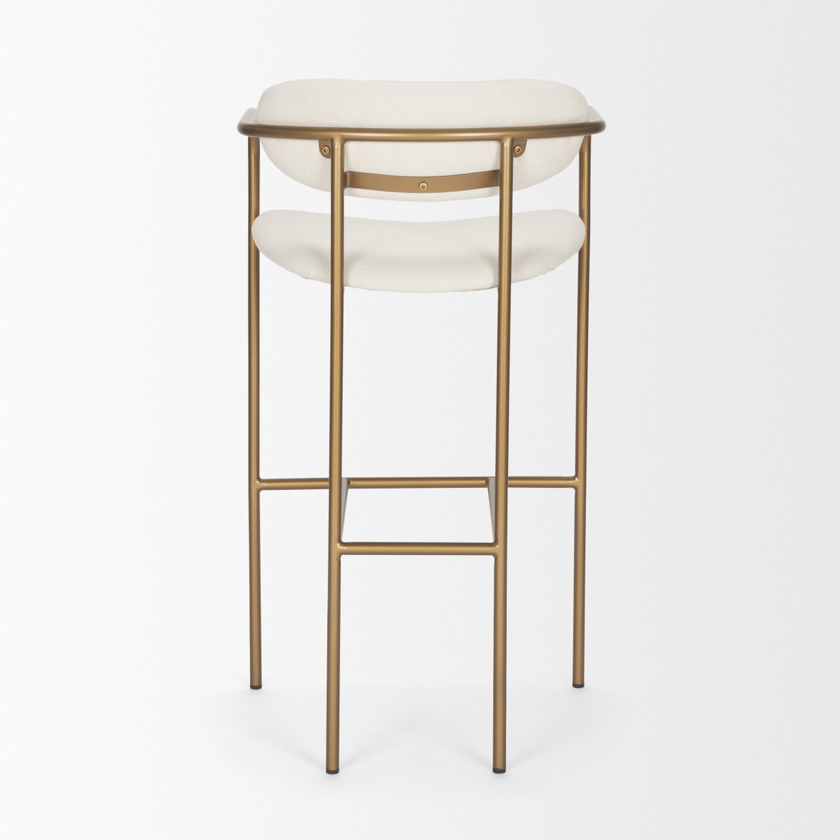Parker Low Back 30.25in Seat Bar Stool | Cream Fabric with Gold Metal, Counter & Bar Stool by Mercana, 19" length x 19.75" width x 40" height View 6