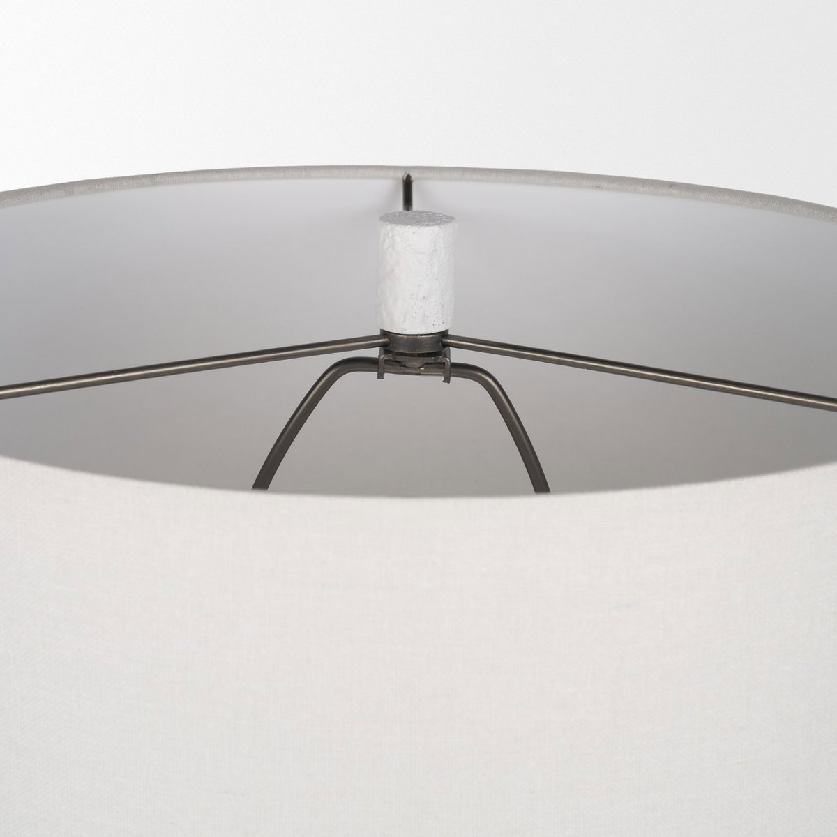Everly   White Cement with Beige Shade Table Lamp, by Mercana, 15" length x 15" width x 27.5" height View 5