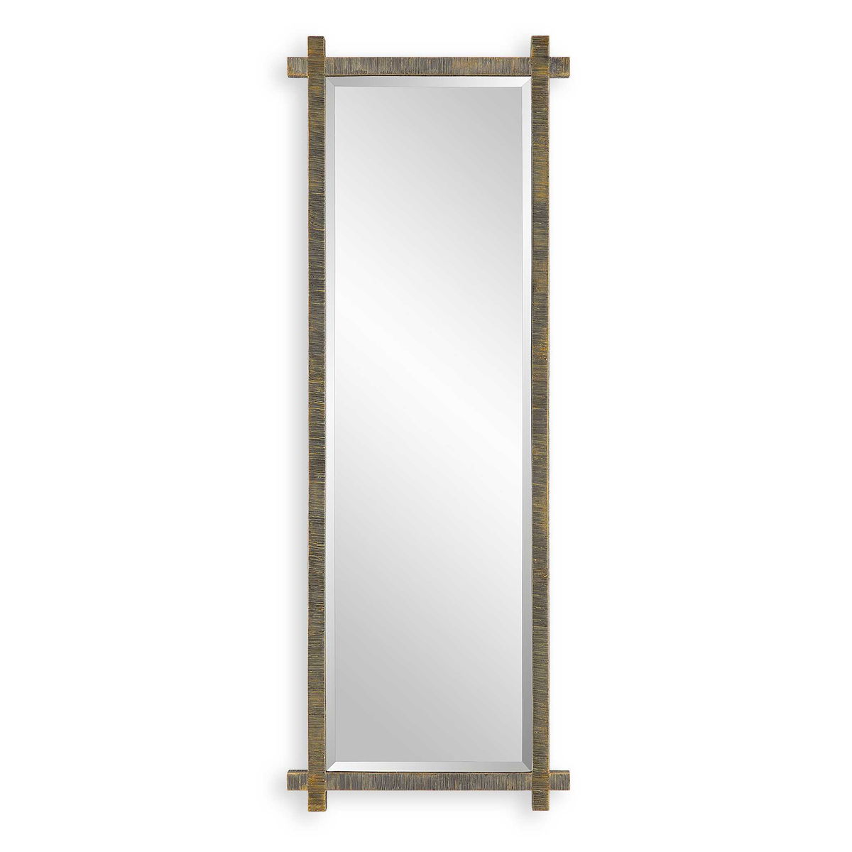 Abanu Ribbed Gold Dressing Mirror, Floor Mirror by Uttermost, 22" width x 60.25" height x 1.25" depth View 1