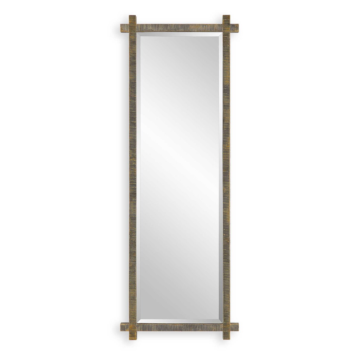 Abanu Ribbed Gold Dressing Mirror, Floor Mirror by Uttermost, 22" width x 60.25" height x 1.25" depth View 1