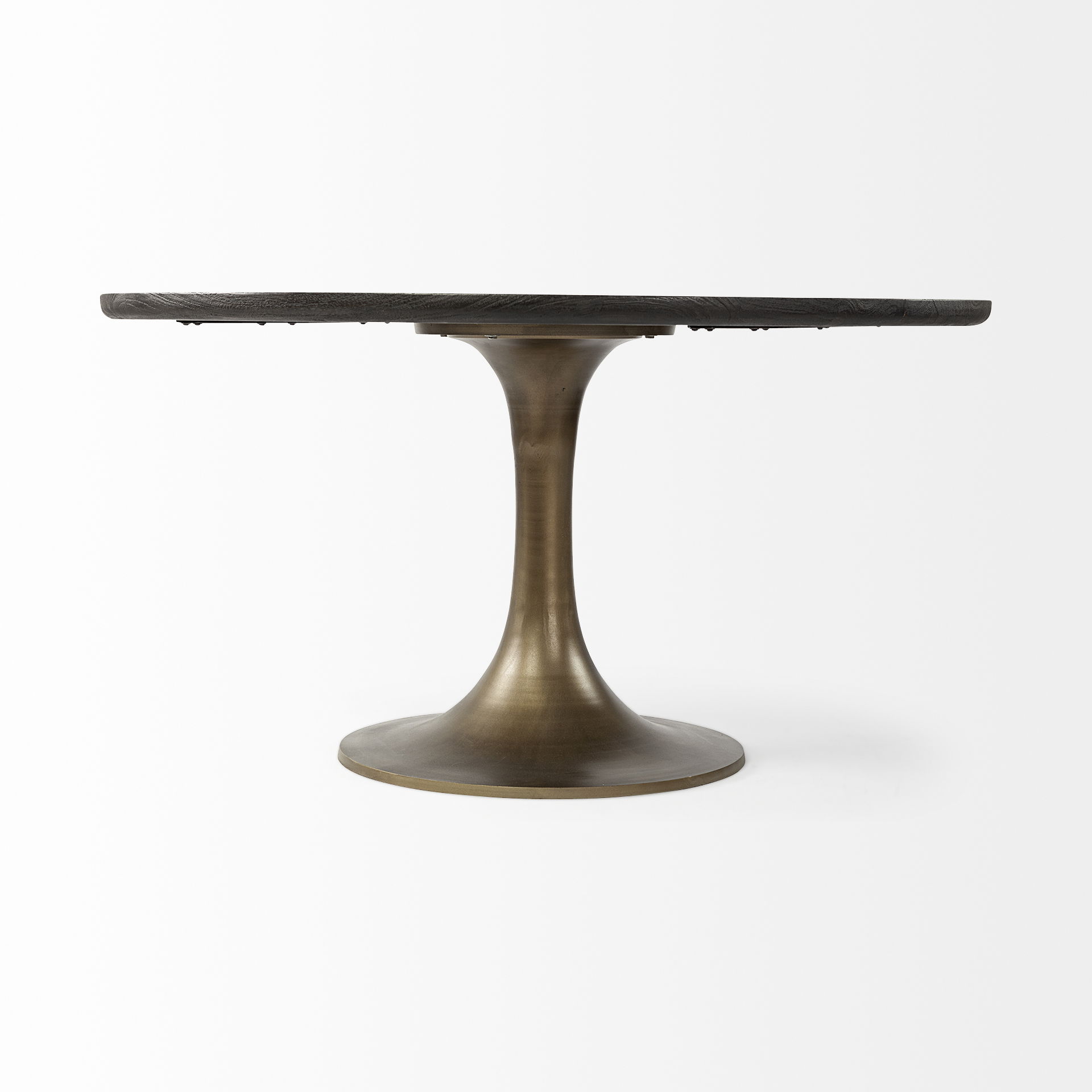 McLeod II 54 L x 54 W x 28.75 H Round Brown Solid Wood Top Gold Metal Base Dining Table large image 