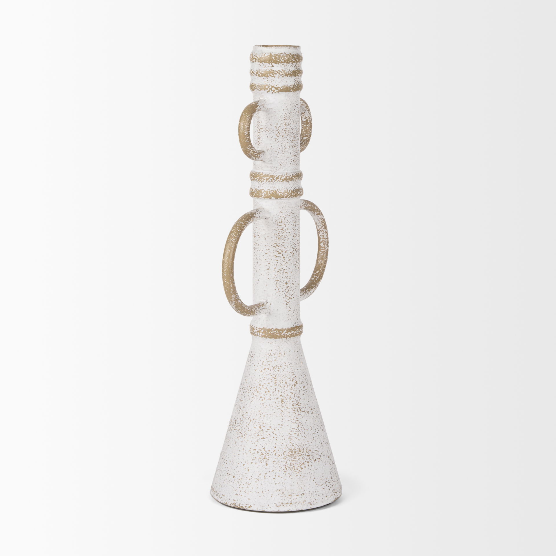 Ziva Large Distressed White Metal Sculptural Object, Decorative Object by Mercana, 5.91" length x 3.94" width x 13.78" height View 5