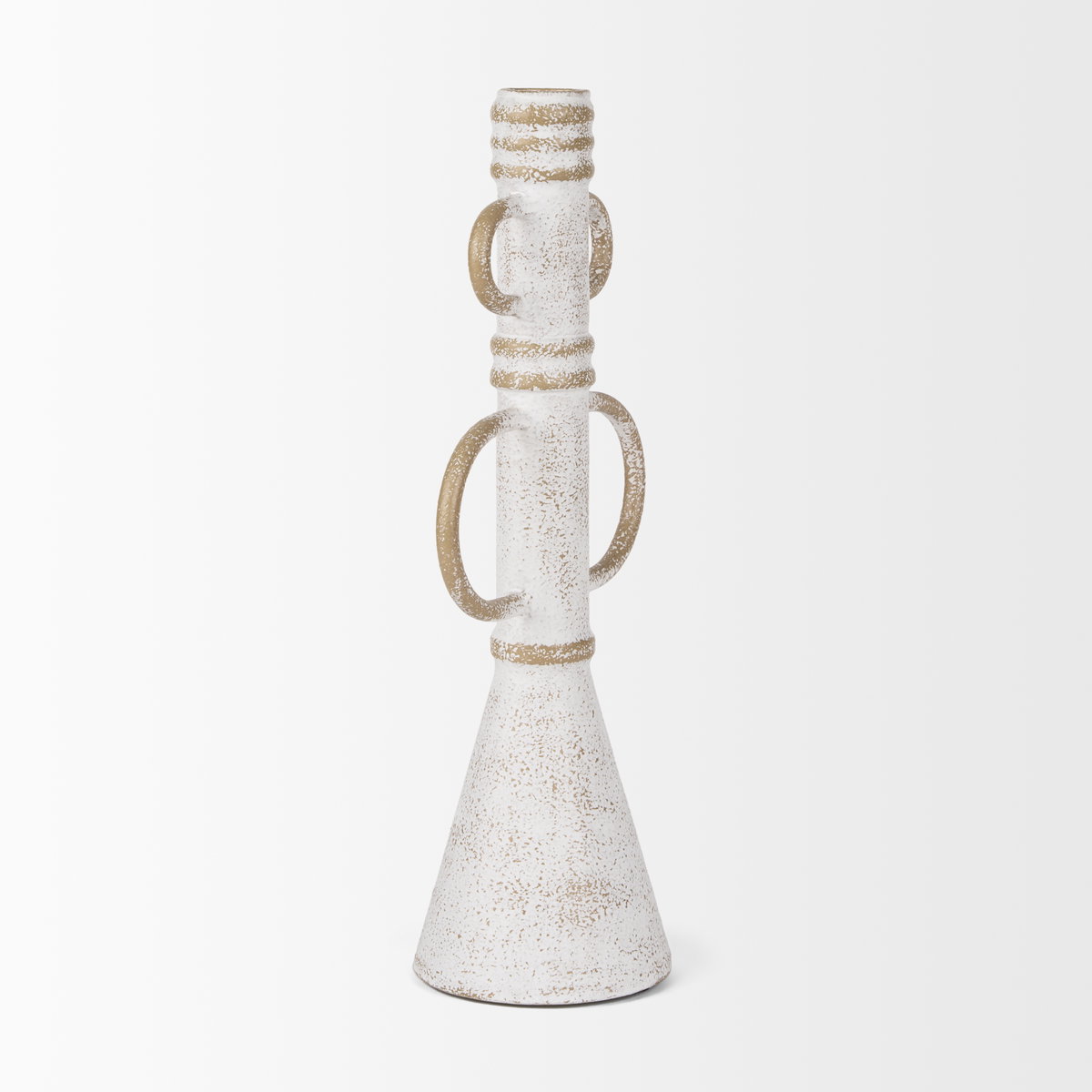 Ziva Large Distressed White Metal Sculptural Object, Decorative Object by Mercana, 5.91" length x 3.94" width x 13.78" height View 5