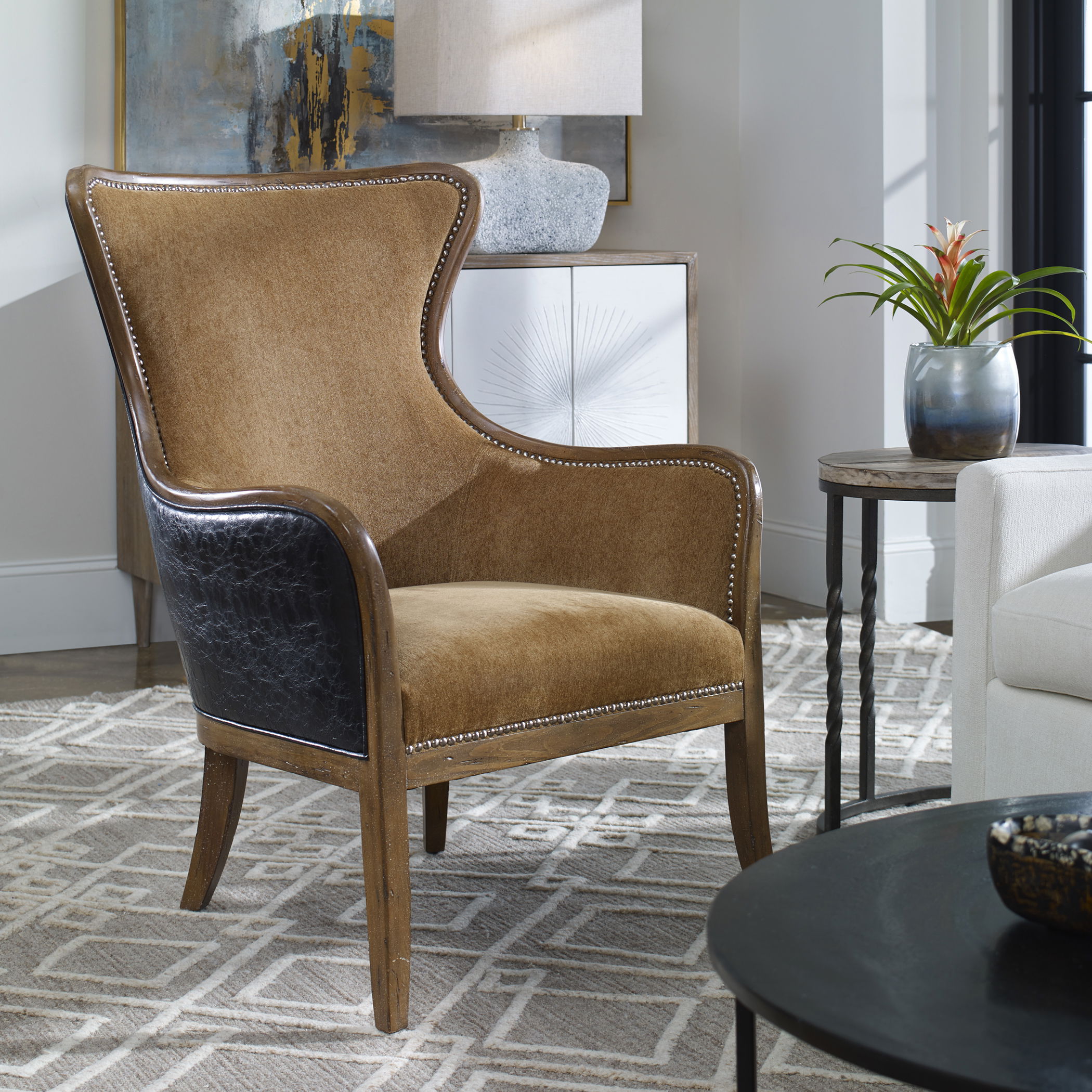 Snowden Tan Wing Chair large image 