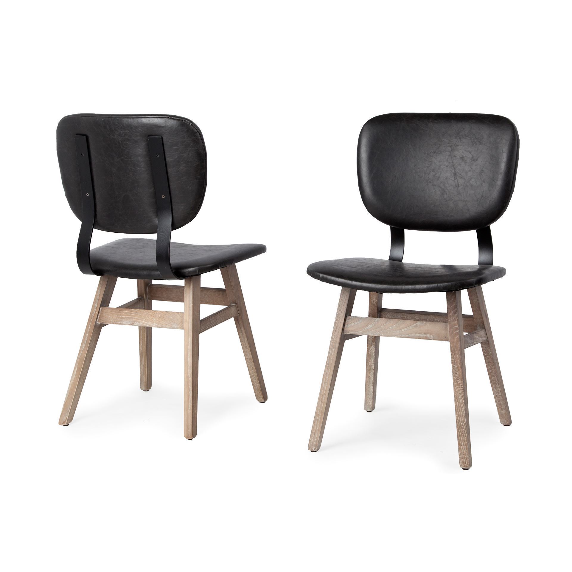 Haden I Black Faux-Leather Wrap Brown Solid Wood and Iron Base Dining Chair large image 