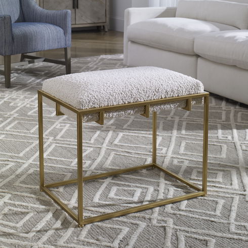 Paradox Small Gold & White Shearling Bench