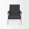 Grosjean Black Leather with Black Metal Frame Accent Chair, by Mercana, 27.56" length x 37.01" width x 34.65" height thumbnail 4
