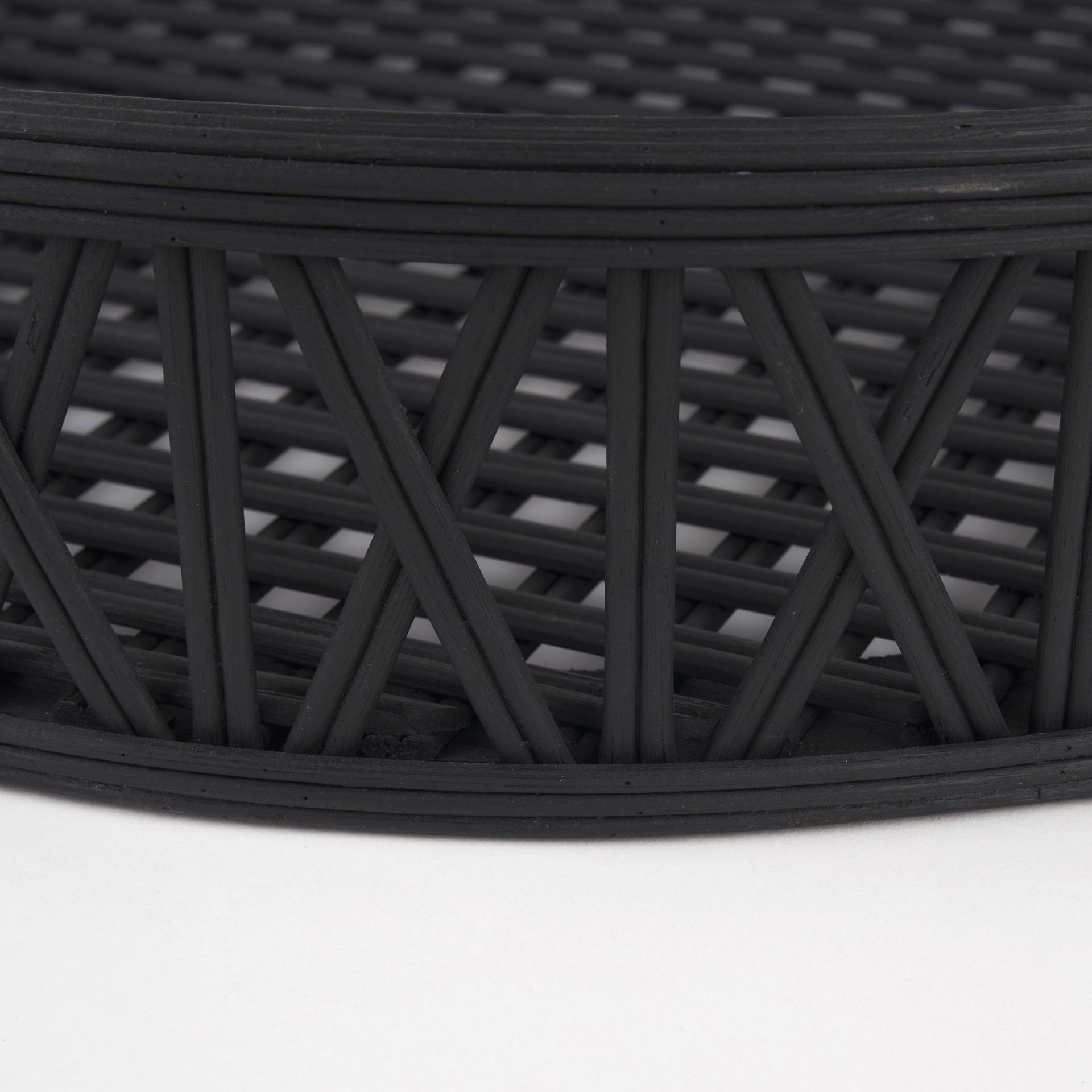 Thea Matte Black Wicker Trays (Set of 2) large image 