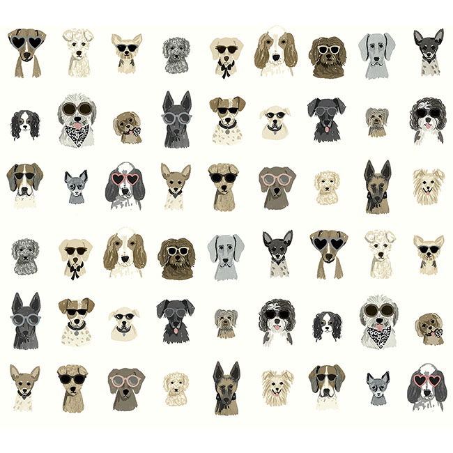 Dog Days Grey Peel & Stick Wallpaper large image 