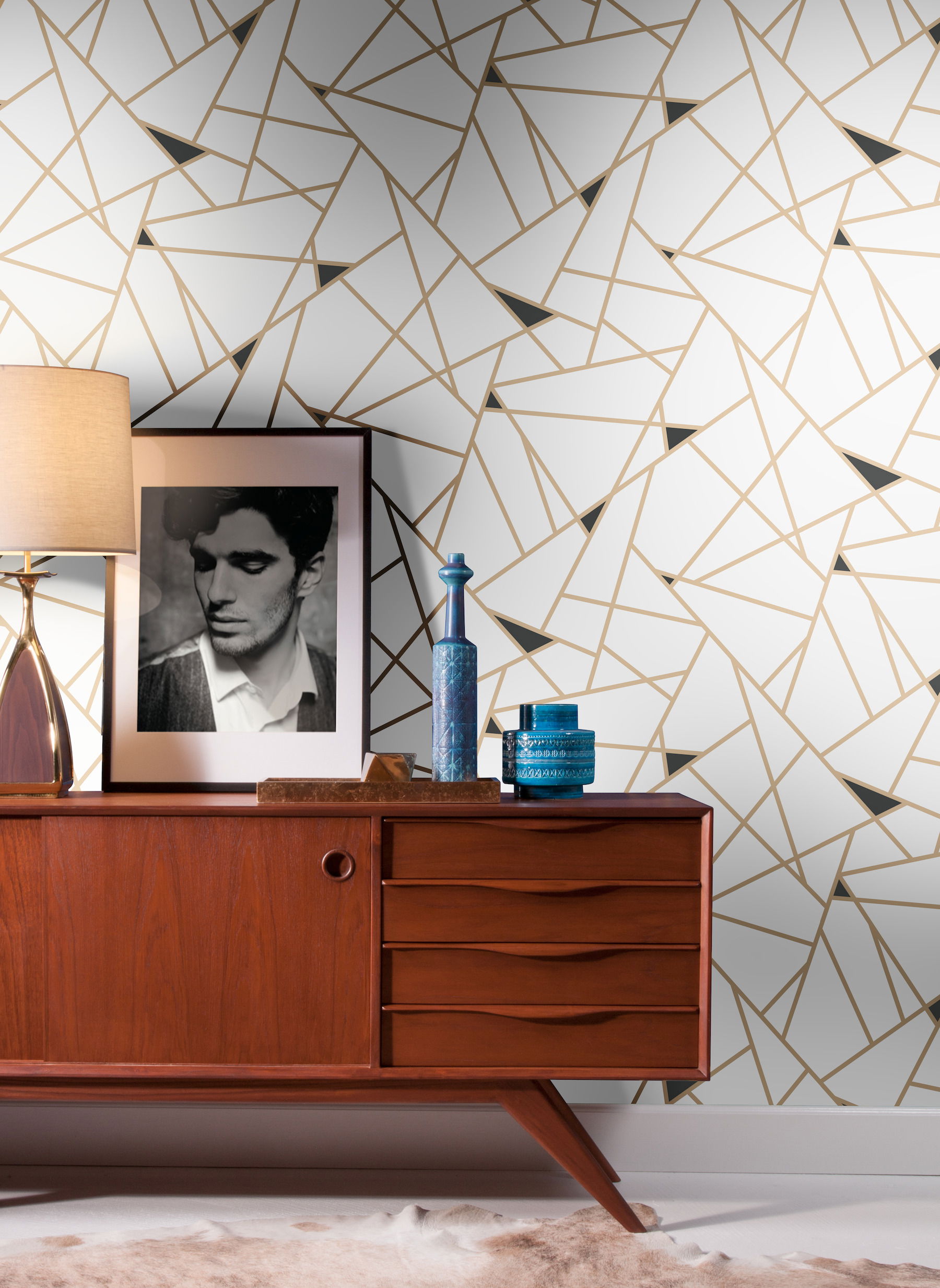Prismatic Gold & Black Wallpaper, by York Wall, 27' length x 2'3" width x 0.02" depth View 2