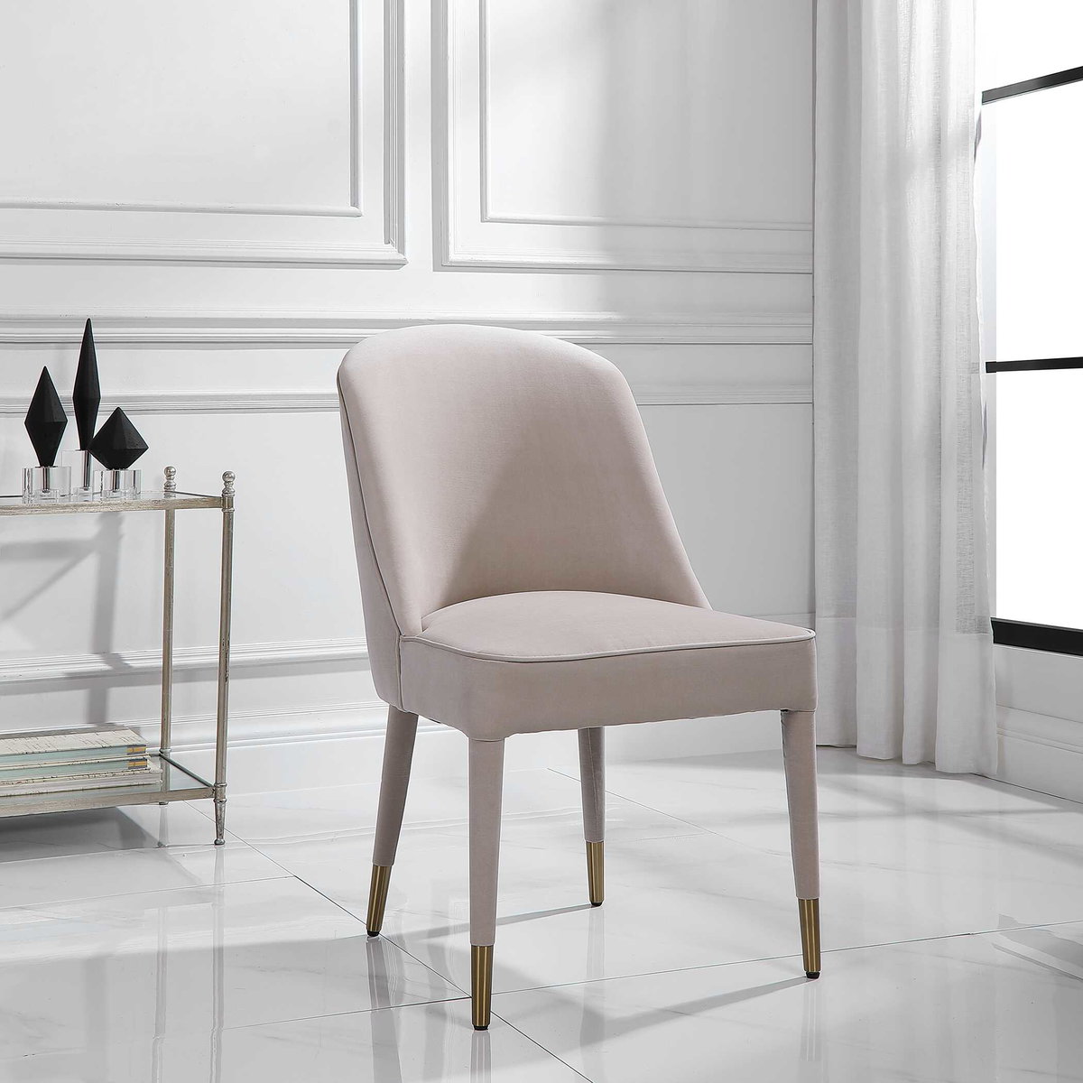 Brie Armless Chair Champagne Set Of 2, Accent Chair by Uttermost, 21" width x 36.5" height x 27" depth View 3