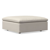 Online Designer Living Room Open Box: Harmony Modular 44" Ottoman, Standard Depth, Yarn Dyed Linen Weave, Alabaster