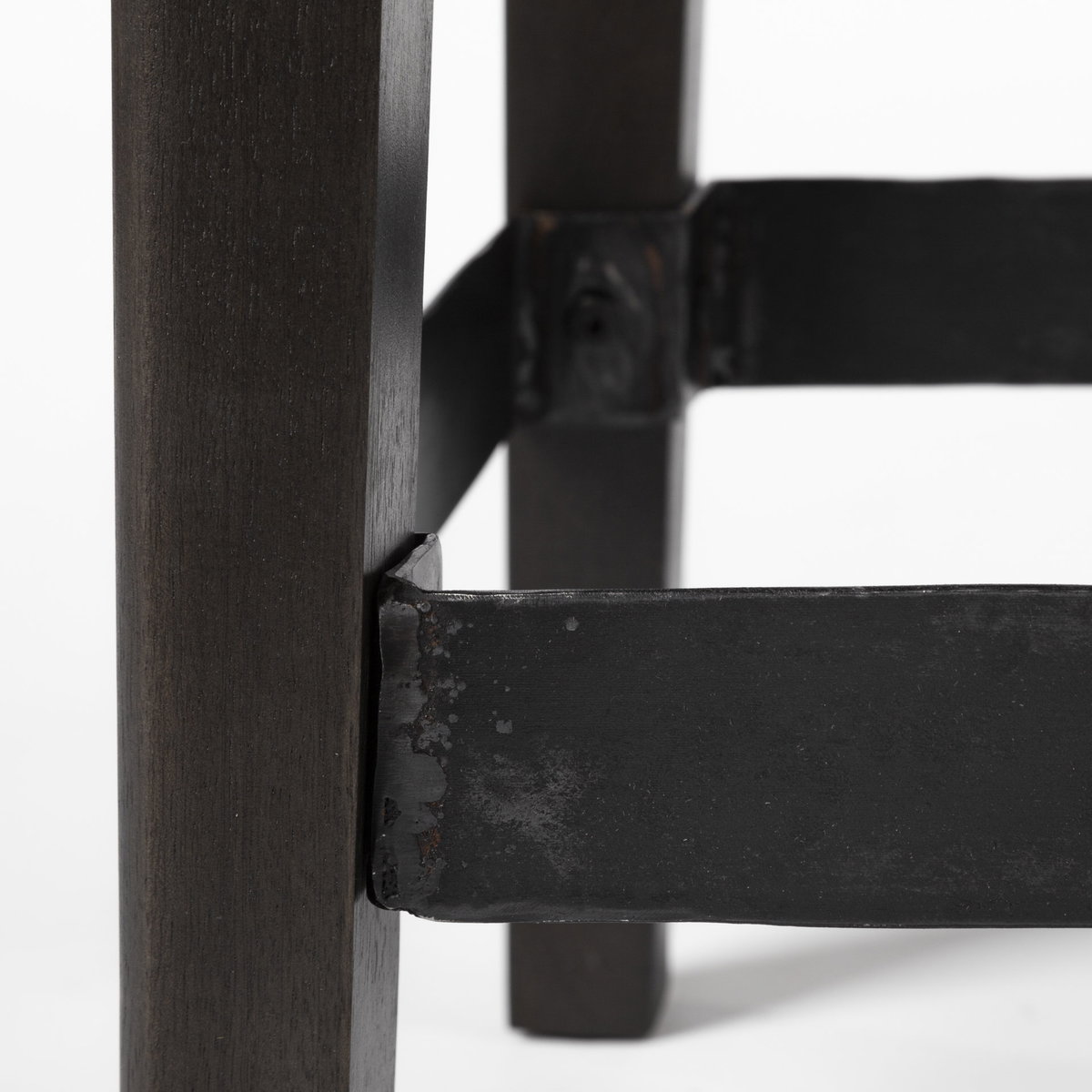 Nell Backless 30in Seat Bar Stool | Black Metal with Dark Brown Wood, Counter & Bar Stool by Mercana, 18" length x 15" width x 30" height View 11