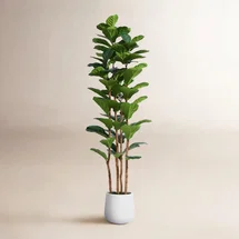 Online Designer Bathroom Adarna Artificial Fiddle Leaf Fig Tree with Realistic Leaves and Natural Trunk, Potted Tree