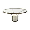 Jacinta 36' Round Glass Top Metal and Marble Pedestal Coffee Table, by Mercana, 36" length x 36" width x 16" height thumbnail 1