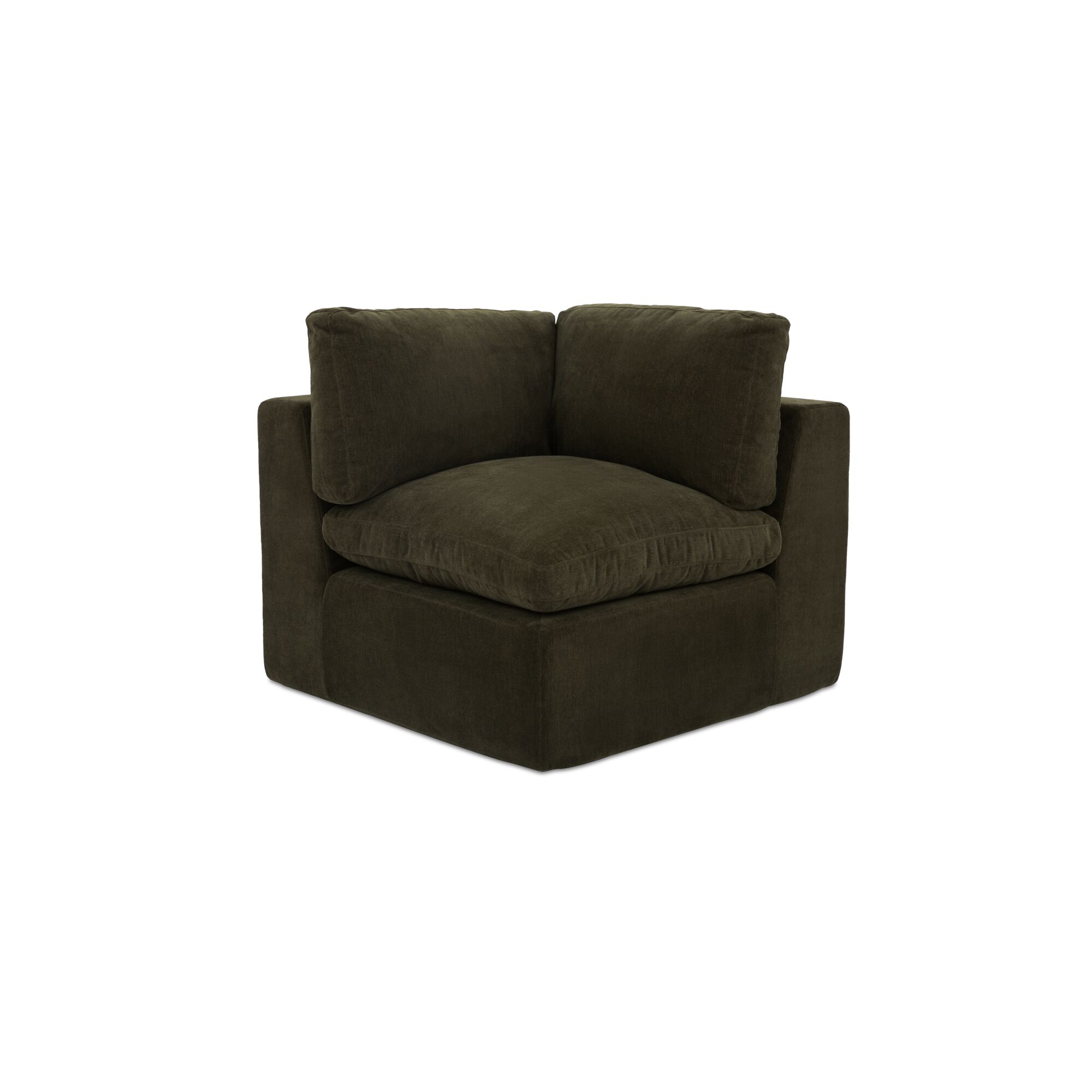 Cates Corner Chair Dark Green, Sectional Sofa by Moe's Home, 36.25" width x 35.4" height x 36.25" depth View 3