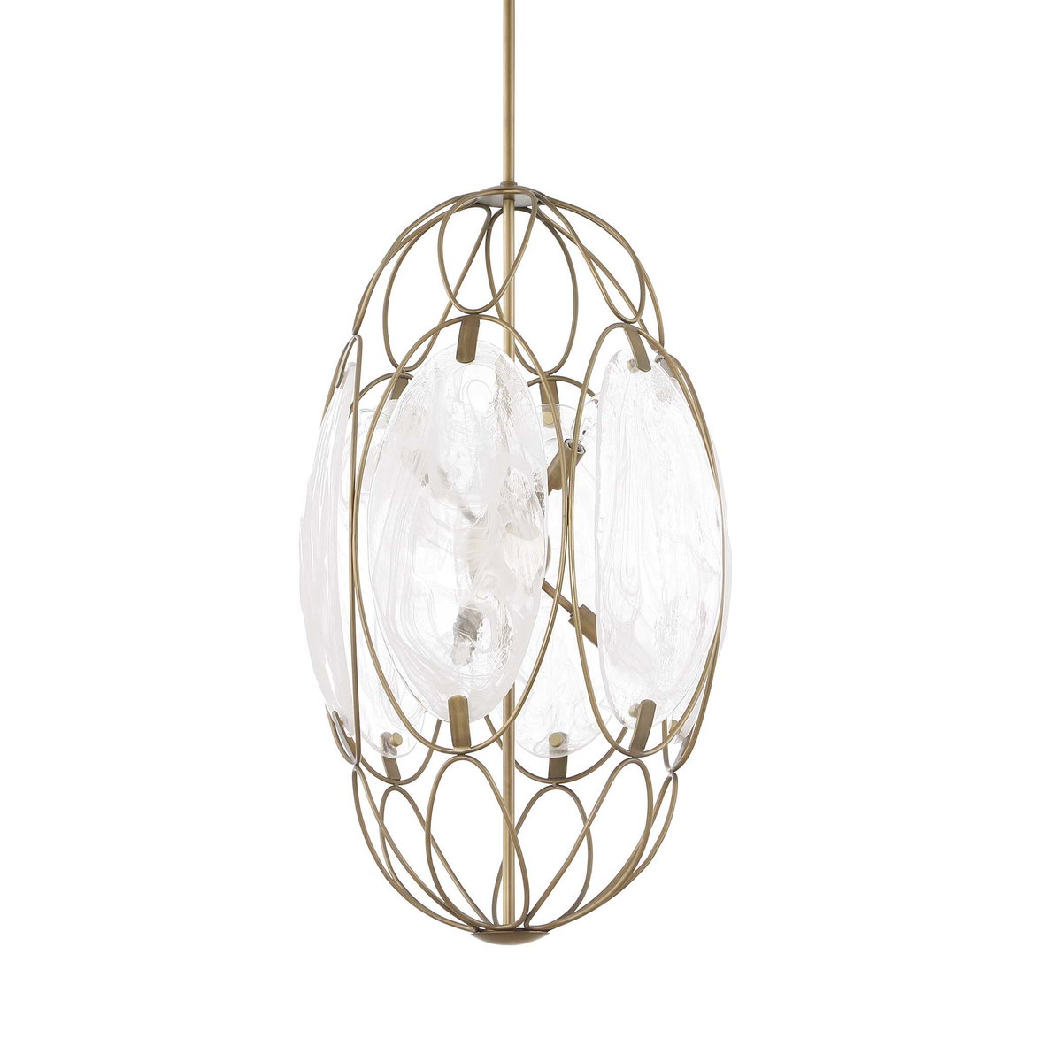 Valencia 6 Light Glass Panel Pendant, Ceiling Light by Uttermost, 31" height x 19" diameter View 6