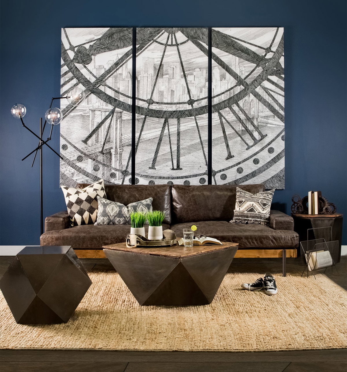 Esagono Octagonal Black Metal-Clad Reclaimed Wood End/Side Table with Storage, Side & End Table by Mercana, 19" length x 19" width x 21" height View 2