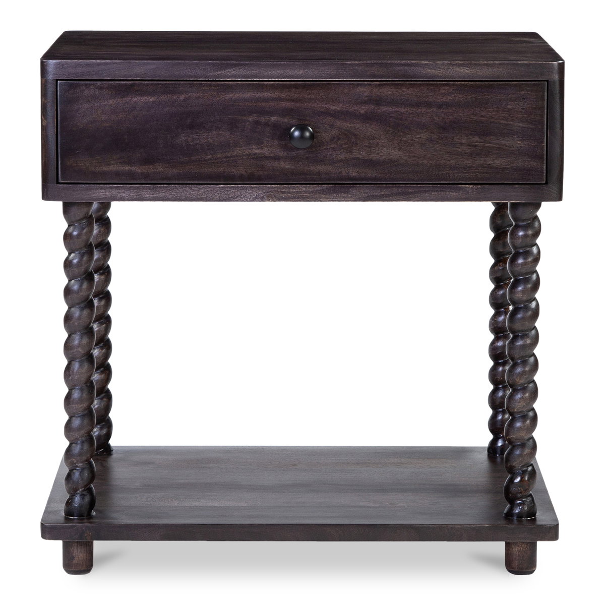Tabitha Nightstand Dark Brown, by Moe's Home, 26" width x 26" height x 18" depth View 1