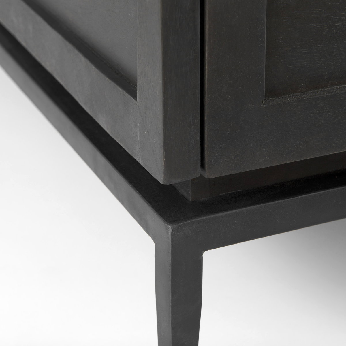 Divina Black-Brown Wood with White Marble Top and Black Metal Base Accent Cabinet, Cabinets & Chest by Mercana, 36" length x 18.5" width x 32" height View 12