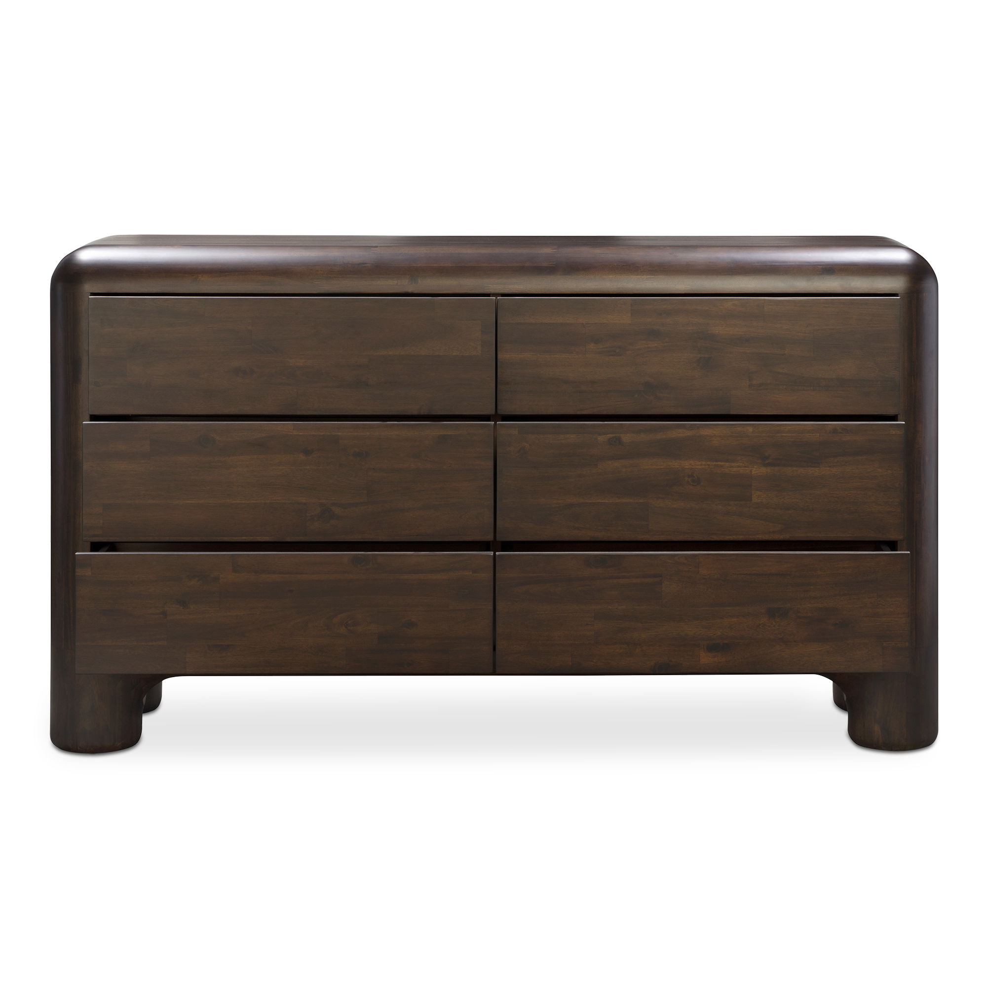 Rowan 6 Drawer Dresser Dark Brown, by Moe's Home, 58" width x 33" height x 18" depth View 5