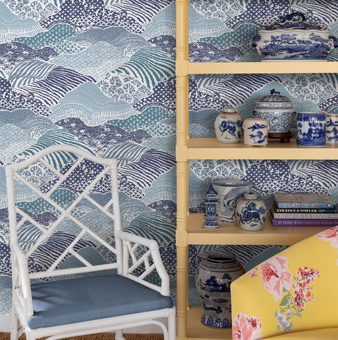 Shangri-La Navy Blue Peel & Stick Wallpaper