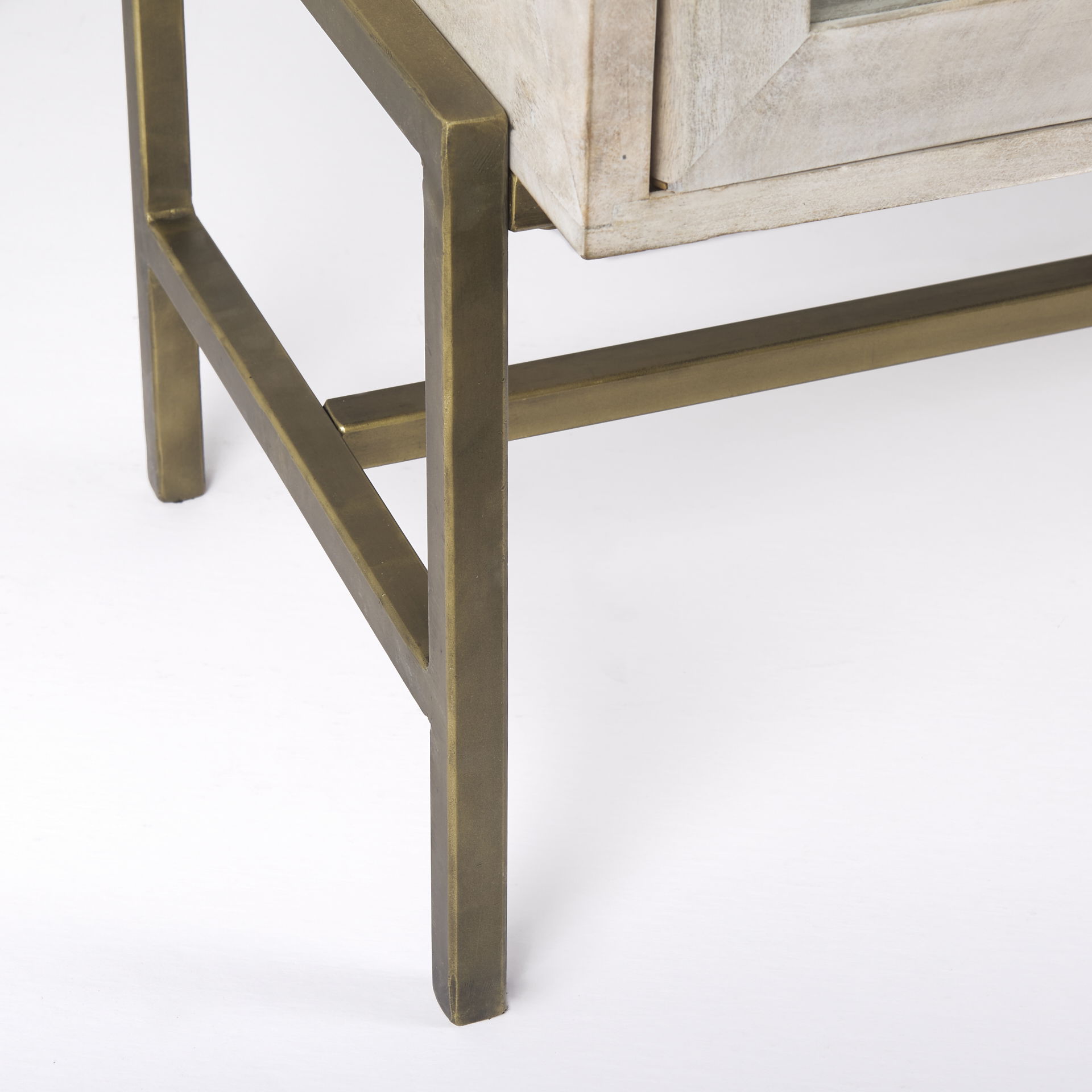 Arelius 70L x 18W x 32H White Wood with Gold Metal Base 4 Door Glass Cabinet Sideboard large image 