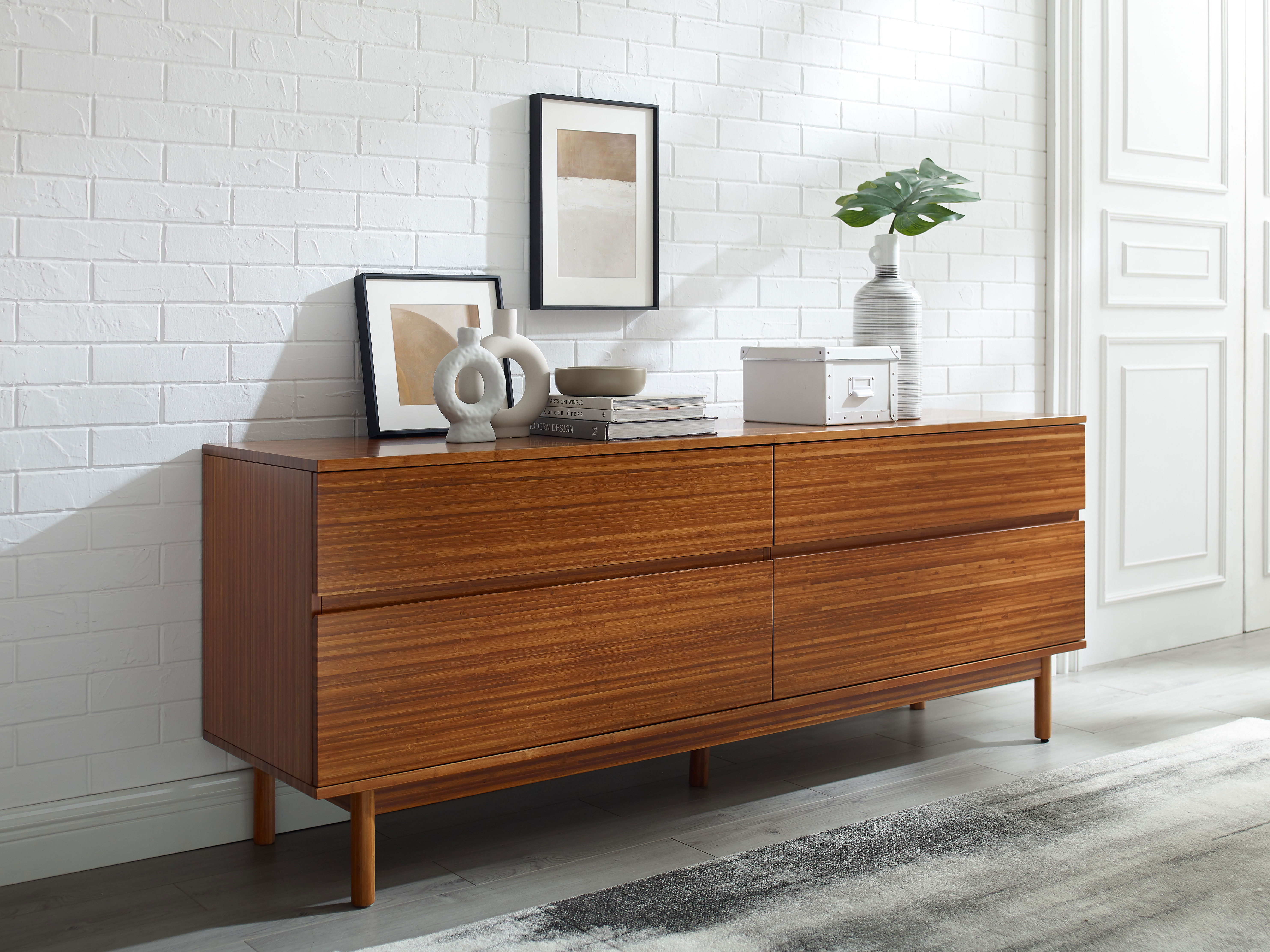 Ventura 4 Drawer Double Dresser, by Greenington, 18" length x 73.5" width x 28" height View 5