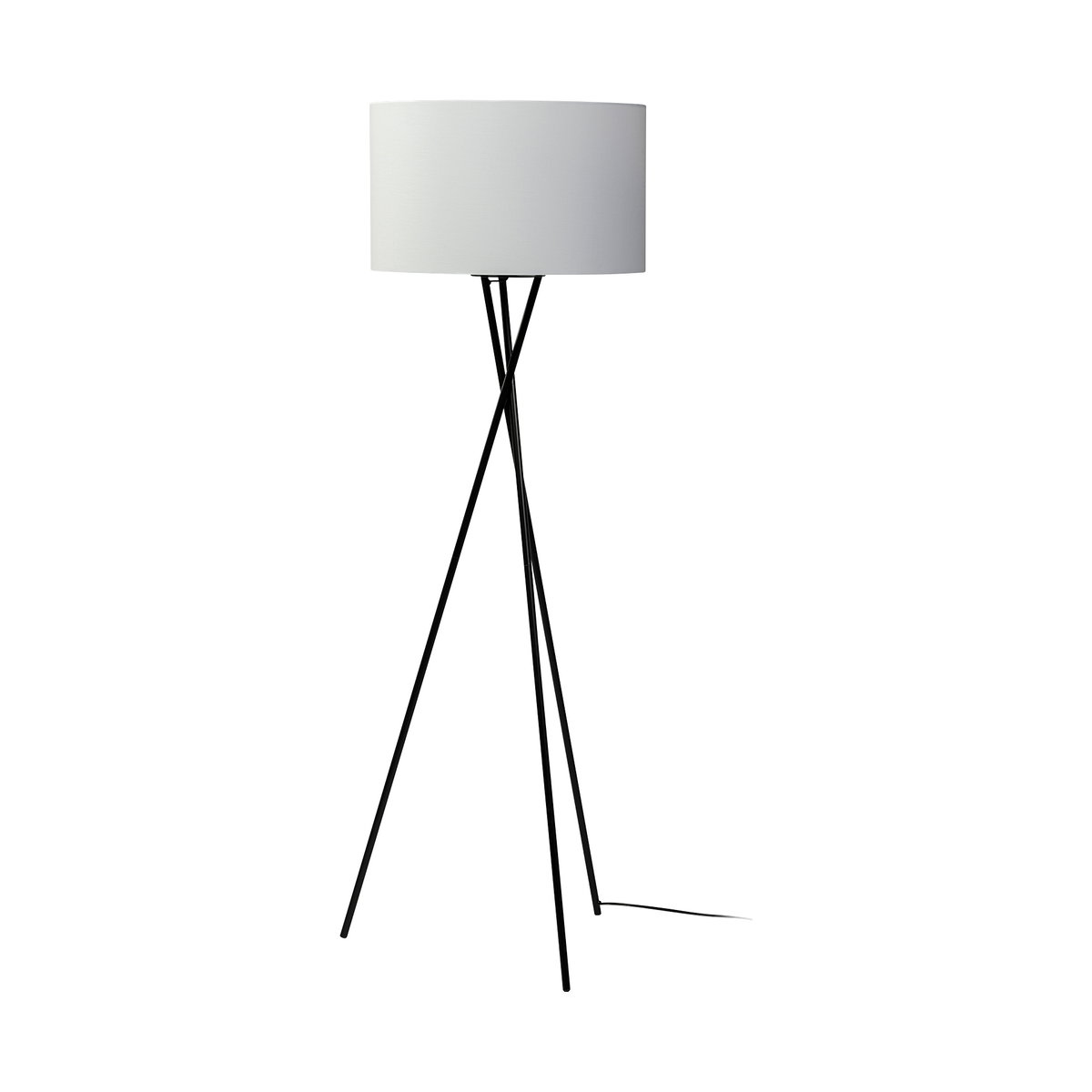 Ambrose 20.0L x 20.0W x 61.8H Black Metal with White Fabric Shade Floor Lamp, by Mercana, 22" length x 22" width x 65.5" height View 1