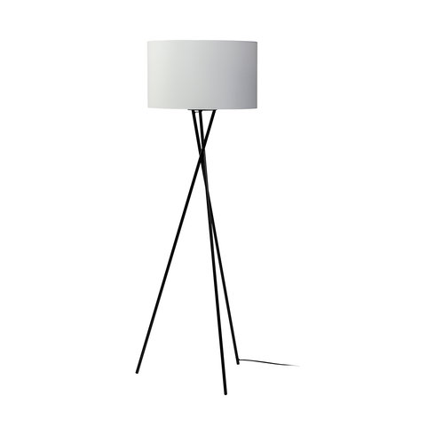 Ambrose 20.0L x 20.0W x 61.8H Black Metal with White Fabric Shade Floor Lamp