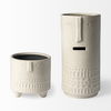 Jacob I Short White Ceramic Smiling Face Vase, by Mercana, 7.48" length x 6.69" width x 6.89" height thumbnail 6