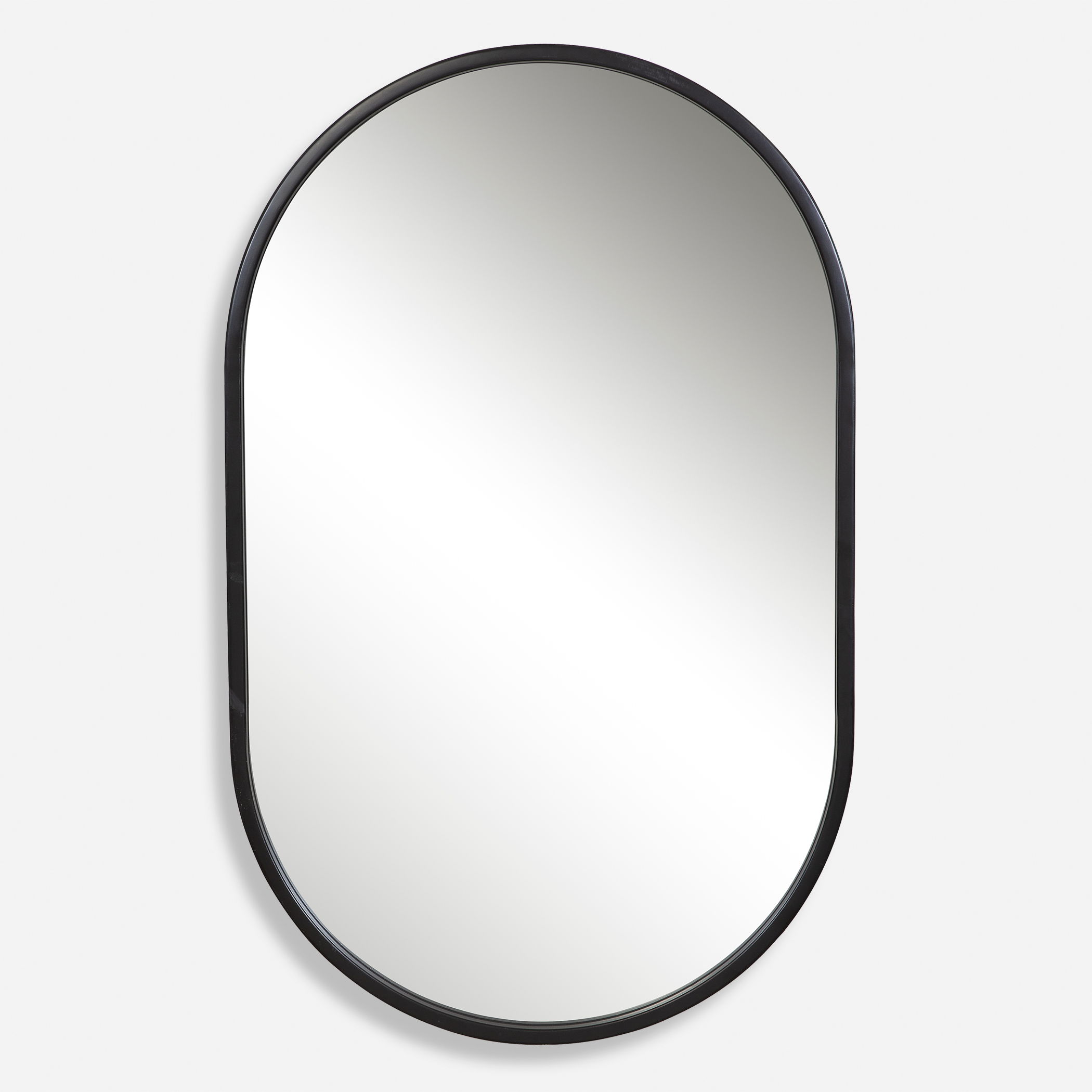 Varina Minimalist Black Oval Mirror large image 